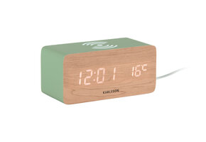 Karlsson - Wekker Block w. Phone Charger LED - Groen - 7,4x15x7,1 cm