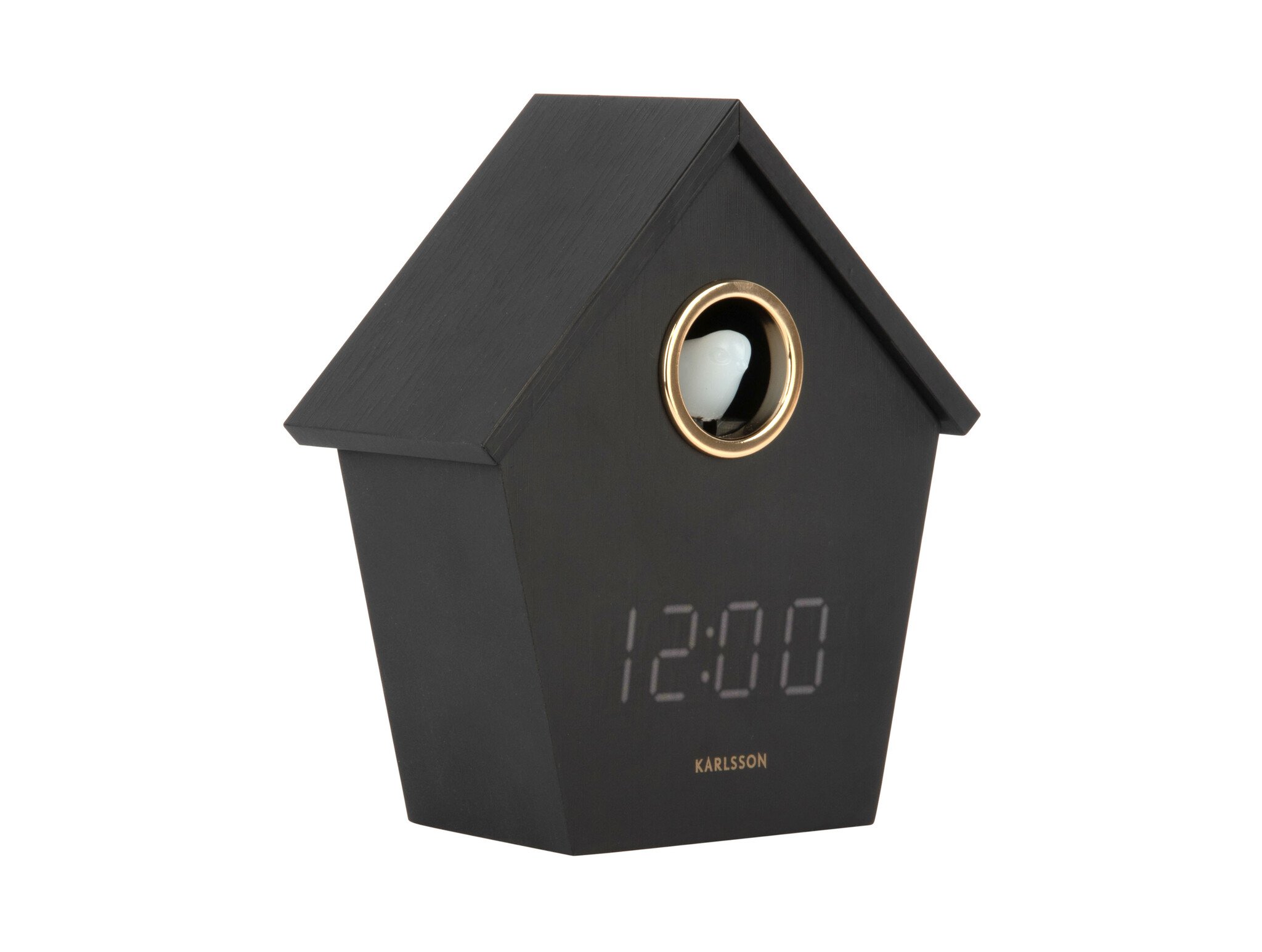 Karlsson - Wekker Riqueza Cuckoo LED - Zwart - 6,8x13x15,3 cm