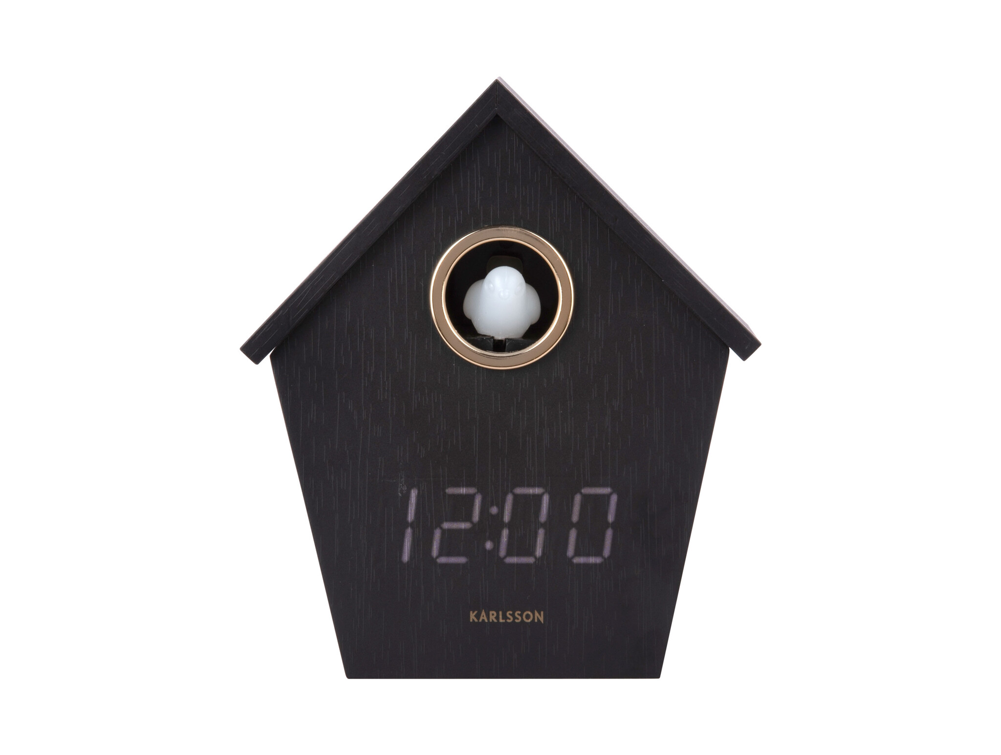 Karlsson - Wekker Riqueza Cuckoo LED - Zwart - 6,8x13x15,3 cm