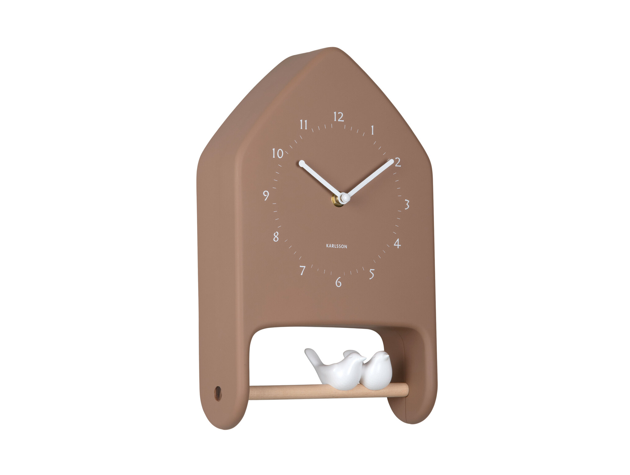 Karlsson - Wall Clock Love Birds - Bruin - Øcm