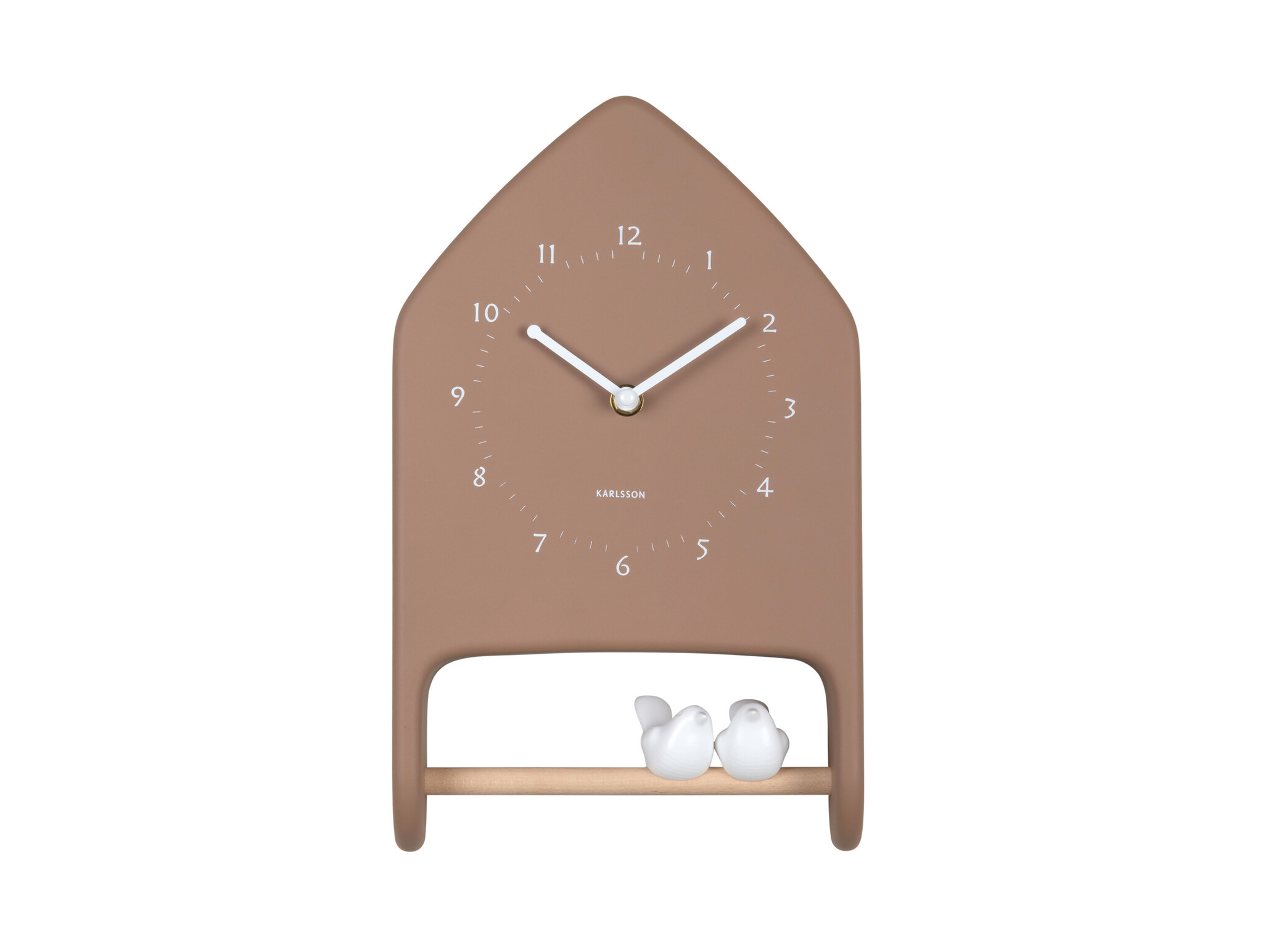 Karlsson - Wall Clock Love Birds - Bruin - Øcm