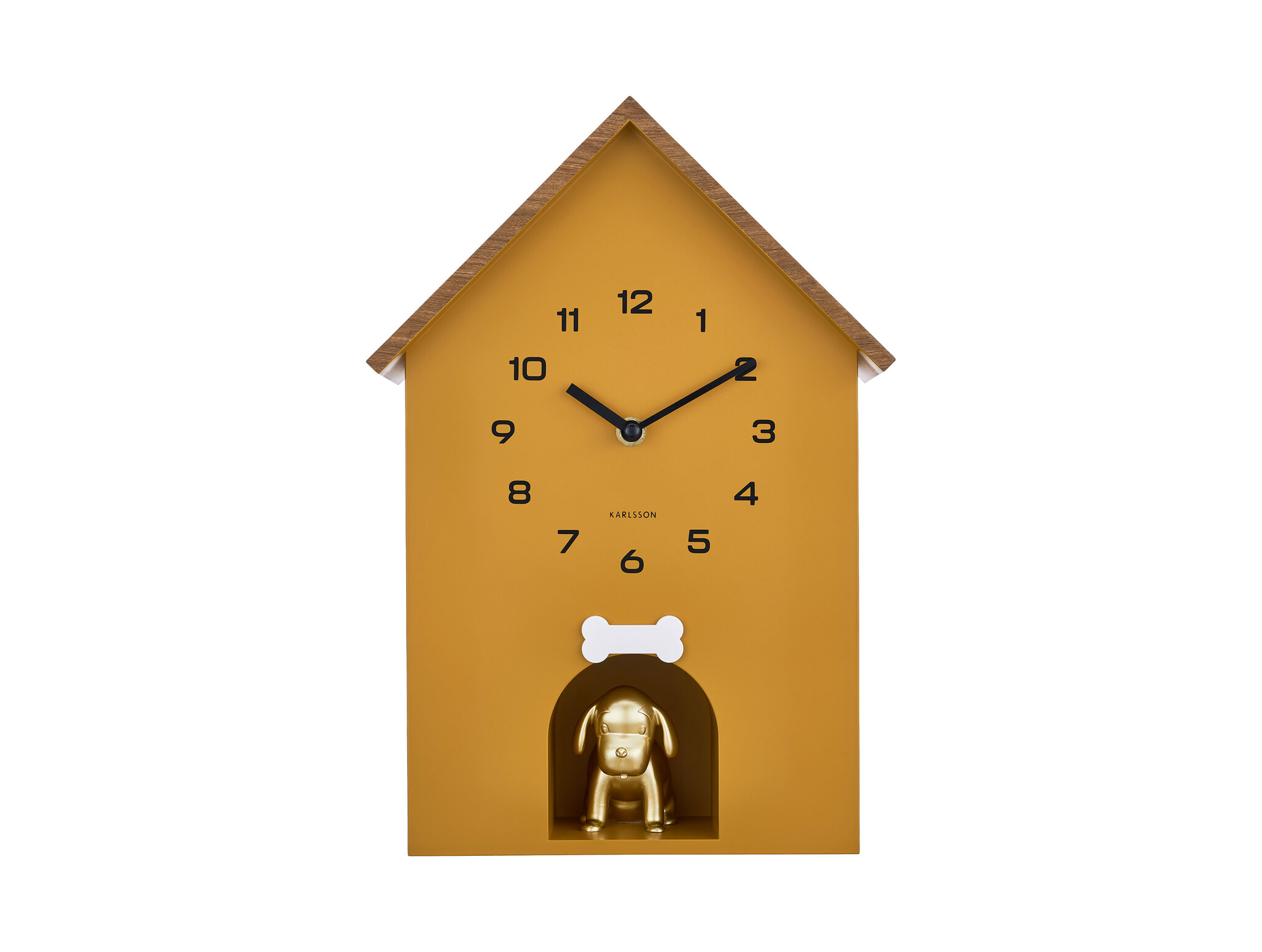 Karlsson - Wall Clock Dog House - Geel - Øcm