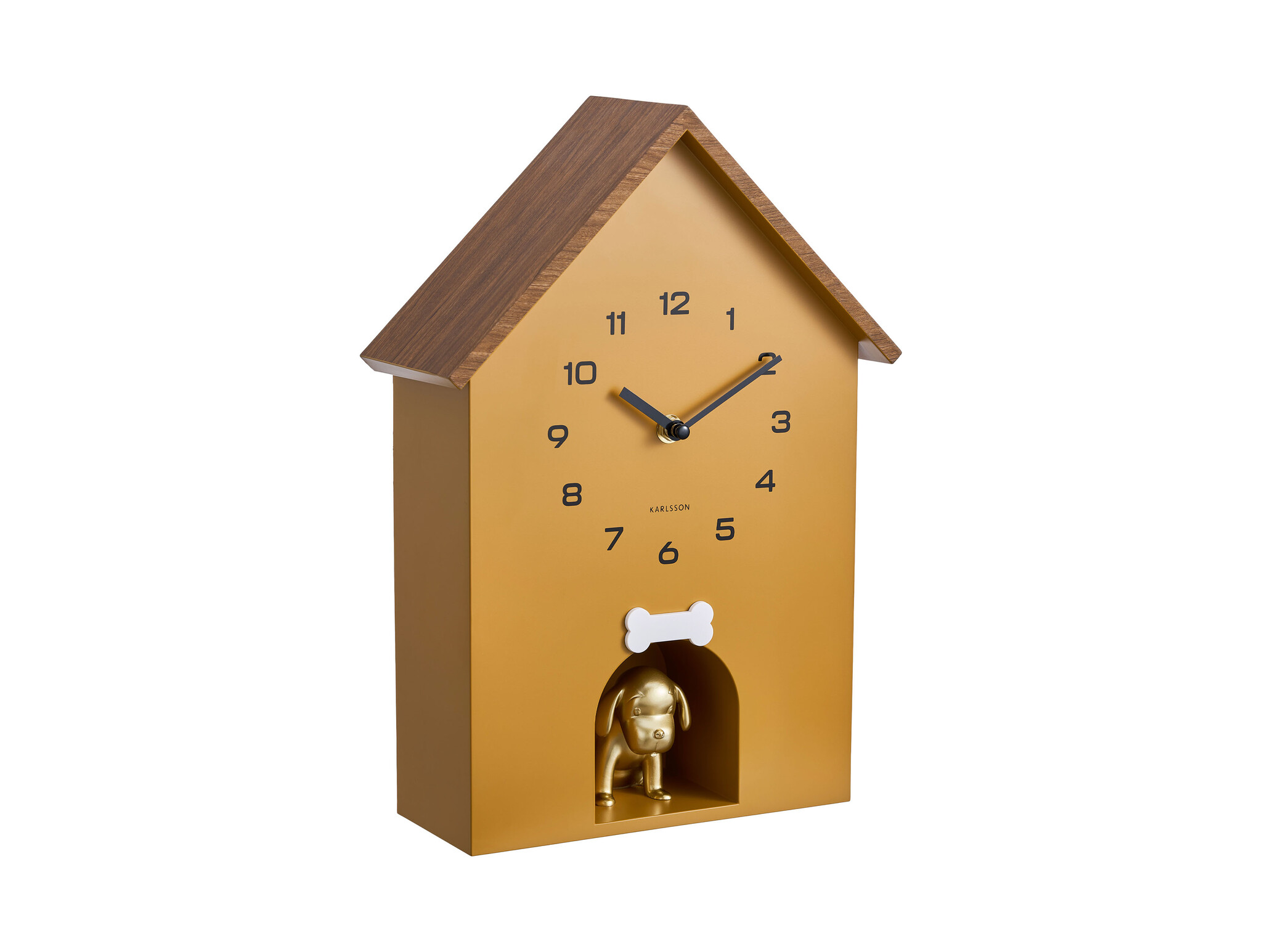 Karlsson - Wall Clock Dog House - Geel - Øcm