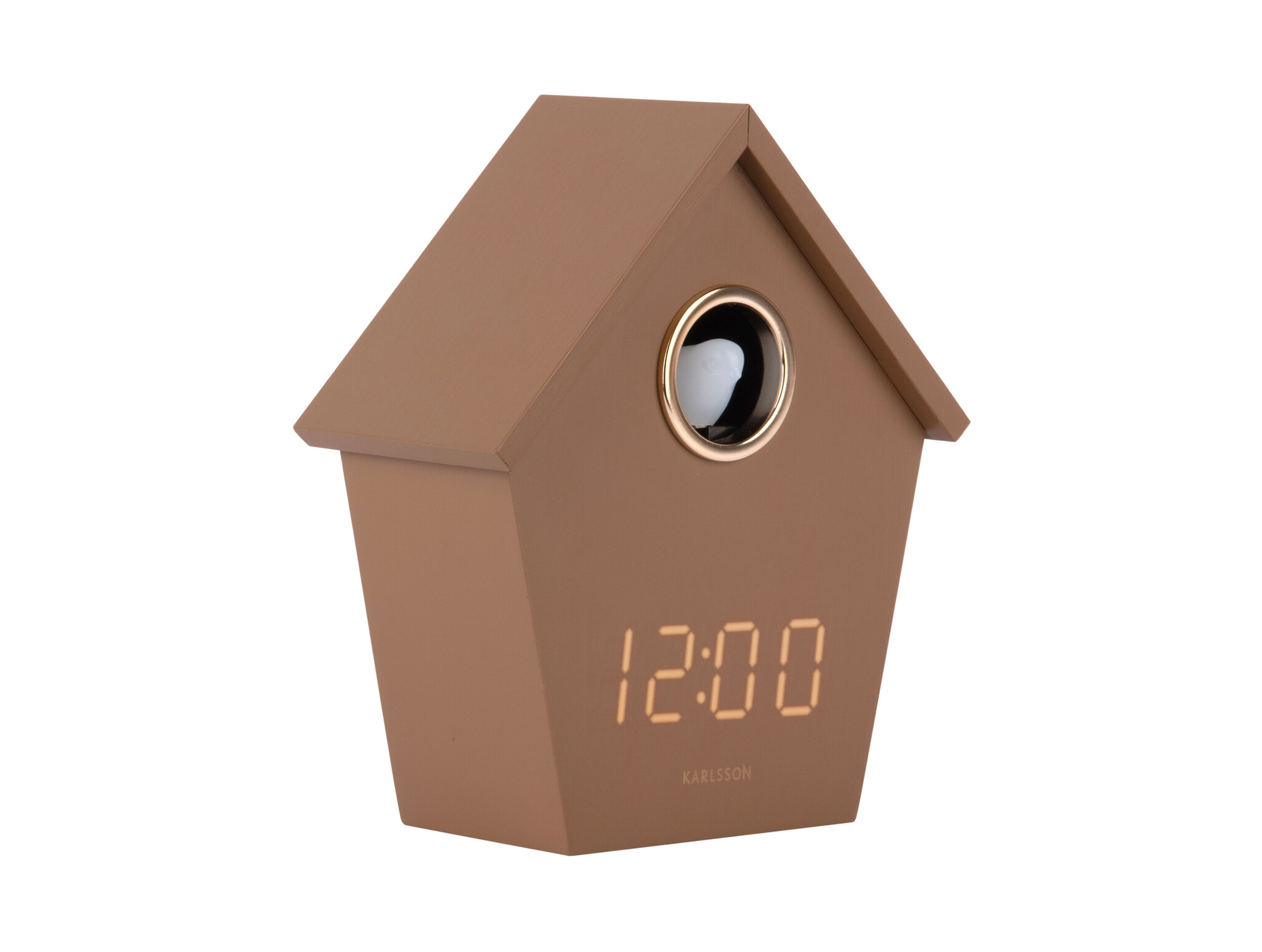 Karlsson - Wekker Riqueza Cuckoo LED - Bruin - 6,8x13x15,3 cm