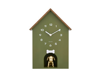 Karlsson - Wall Clock Dog House - Groen - Øcm