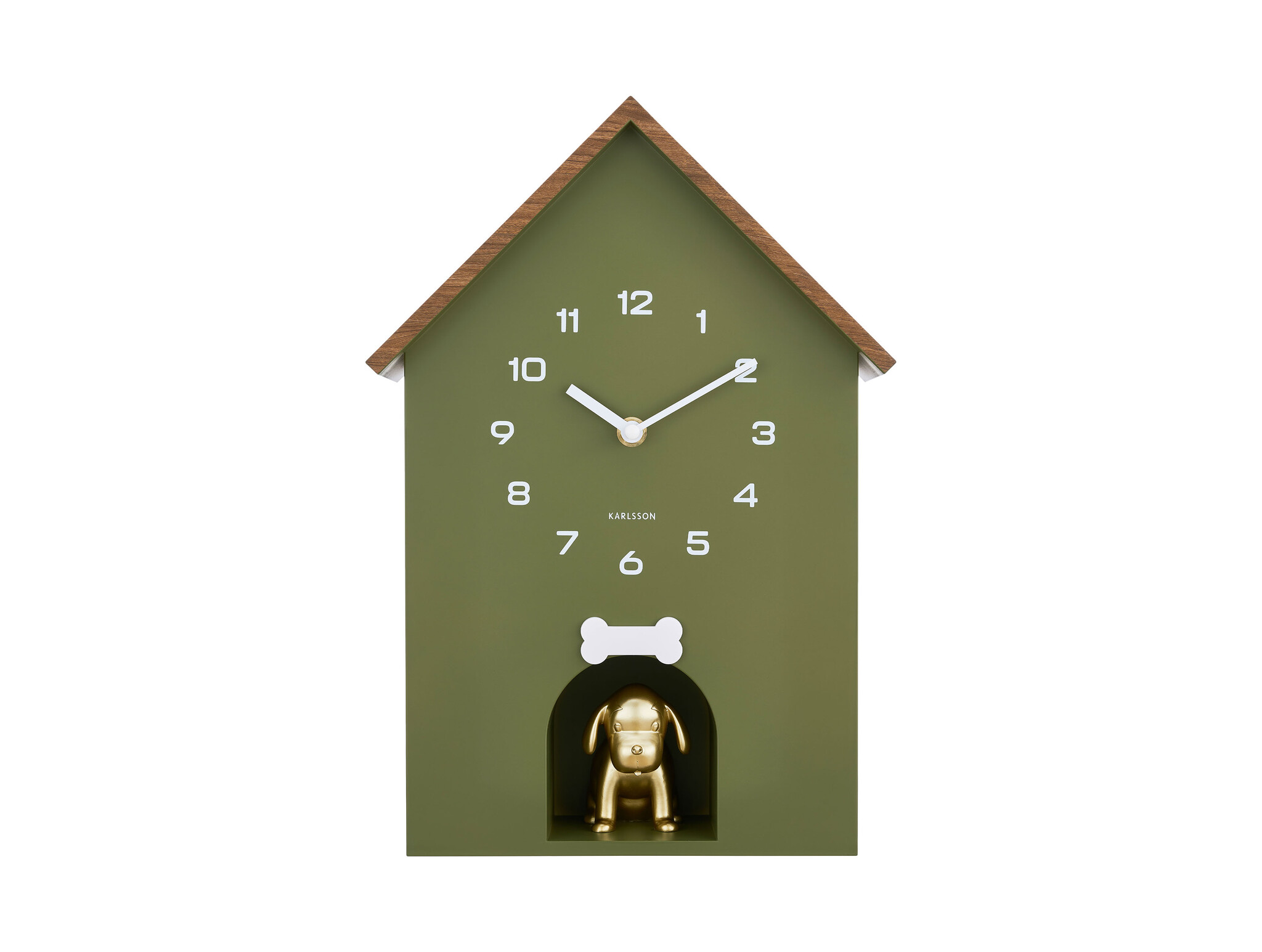 Karlsson - Wall Clock Dog House - Groen - Øcm