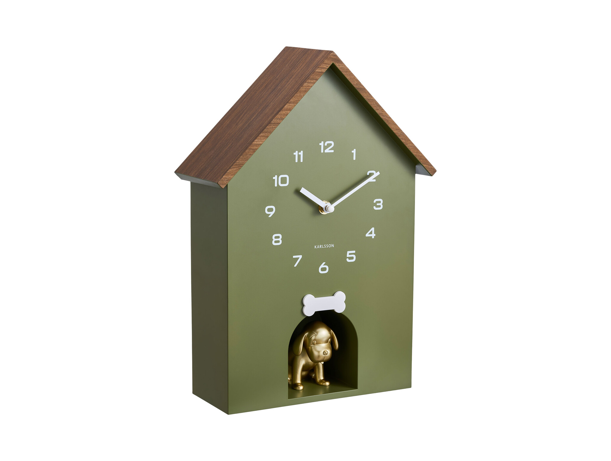 Karlsson - Wall Clock Dog House - Groen - Øcm