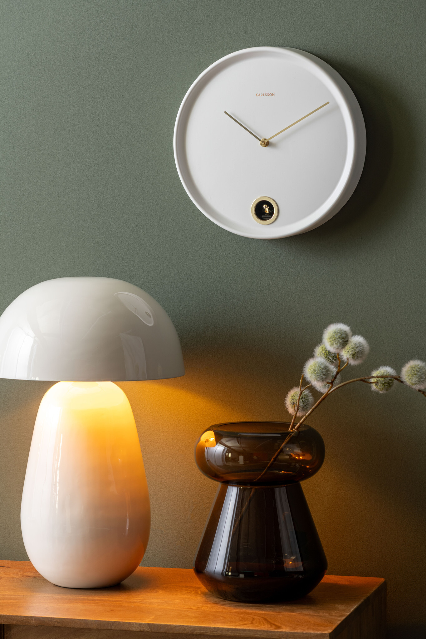 Karlsson - Wall Clock Esencia Cuckoo - Wit - Ø30cm