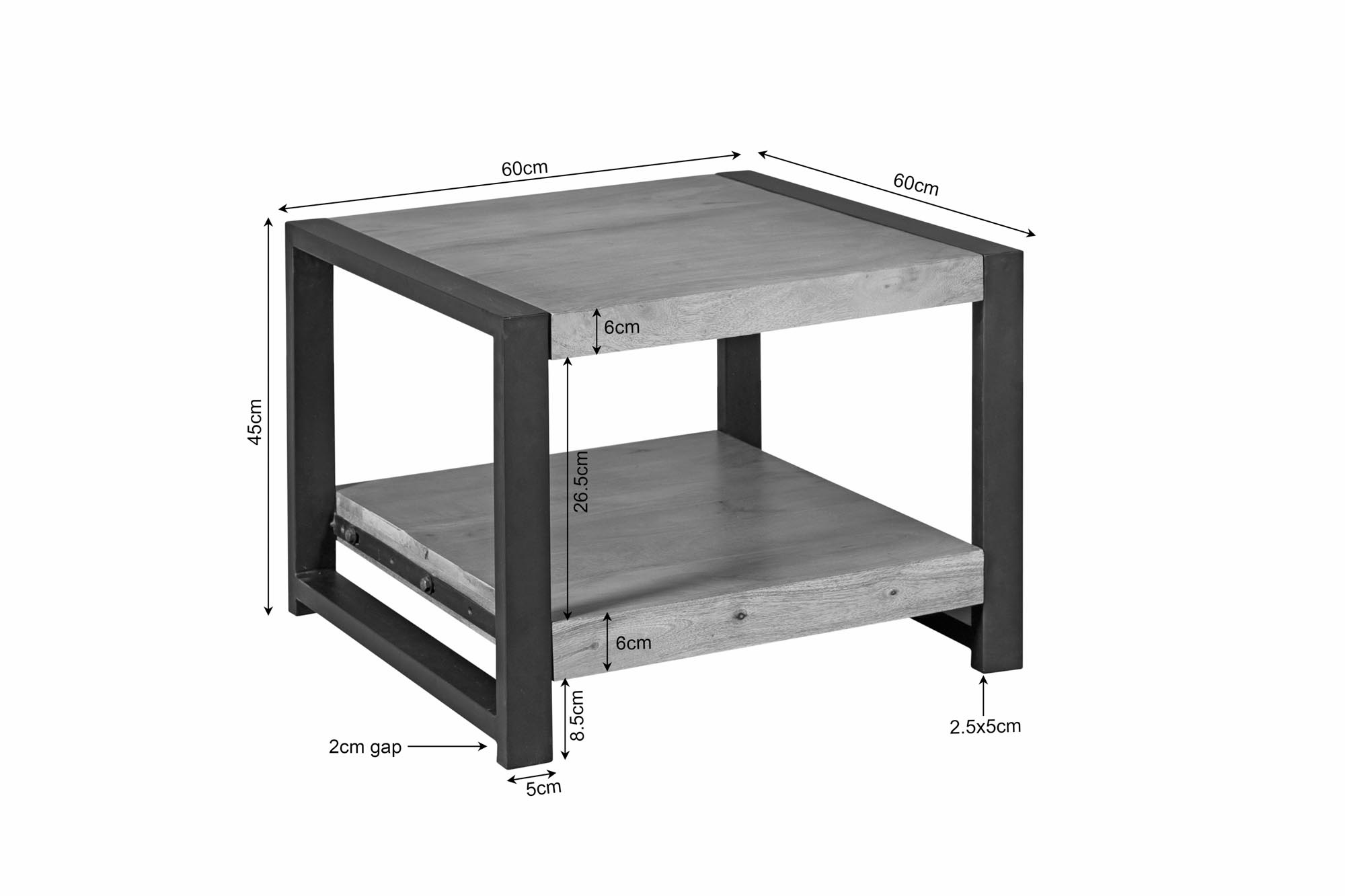 Starfurn - Bijzettafel Britt - Bruin - 60x60x45 cm
