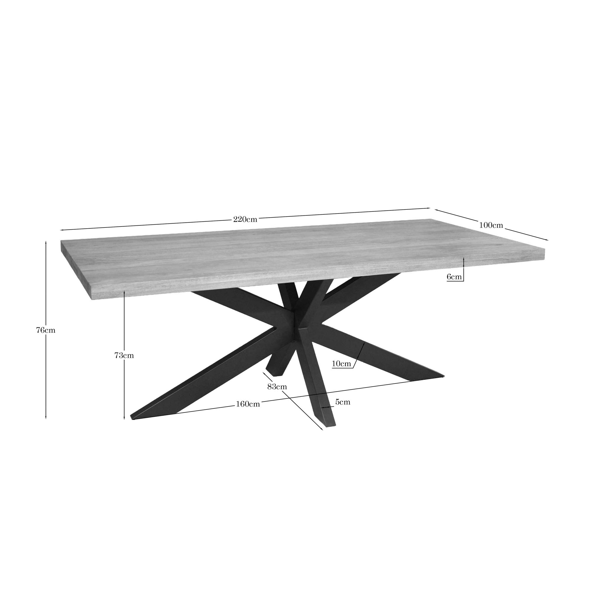 Starfurn - Eettafel Dakota - Bruin - 100x220x76 cm