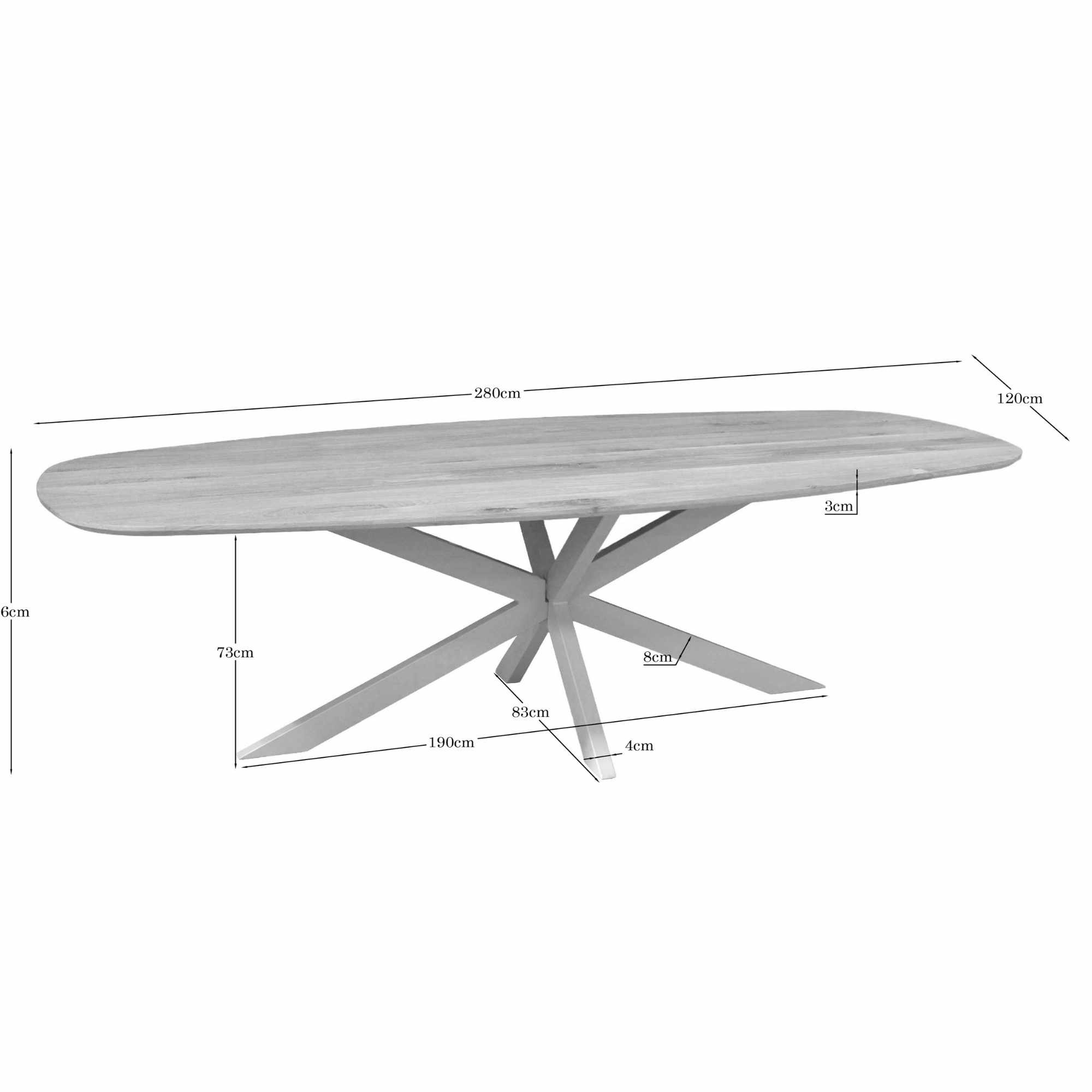 Starfurn - Eettafel Ferris - Beige - 90x280x76 cm