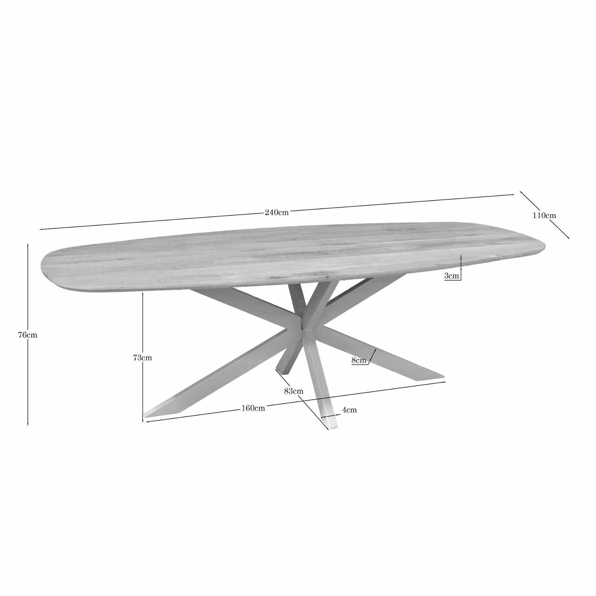 Starfurn - Eettafel Ferris - Beige - 110x240x76 cm