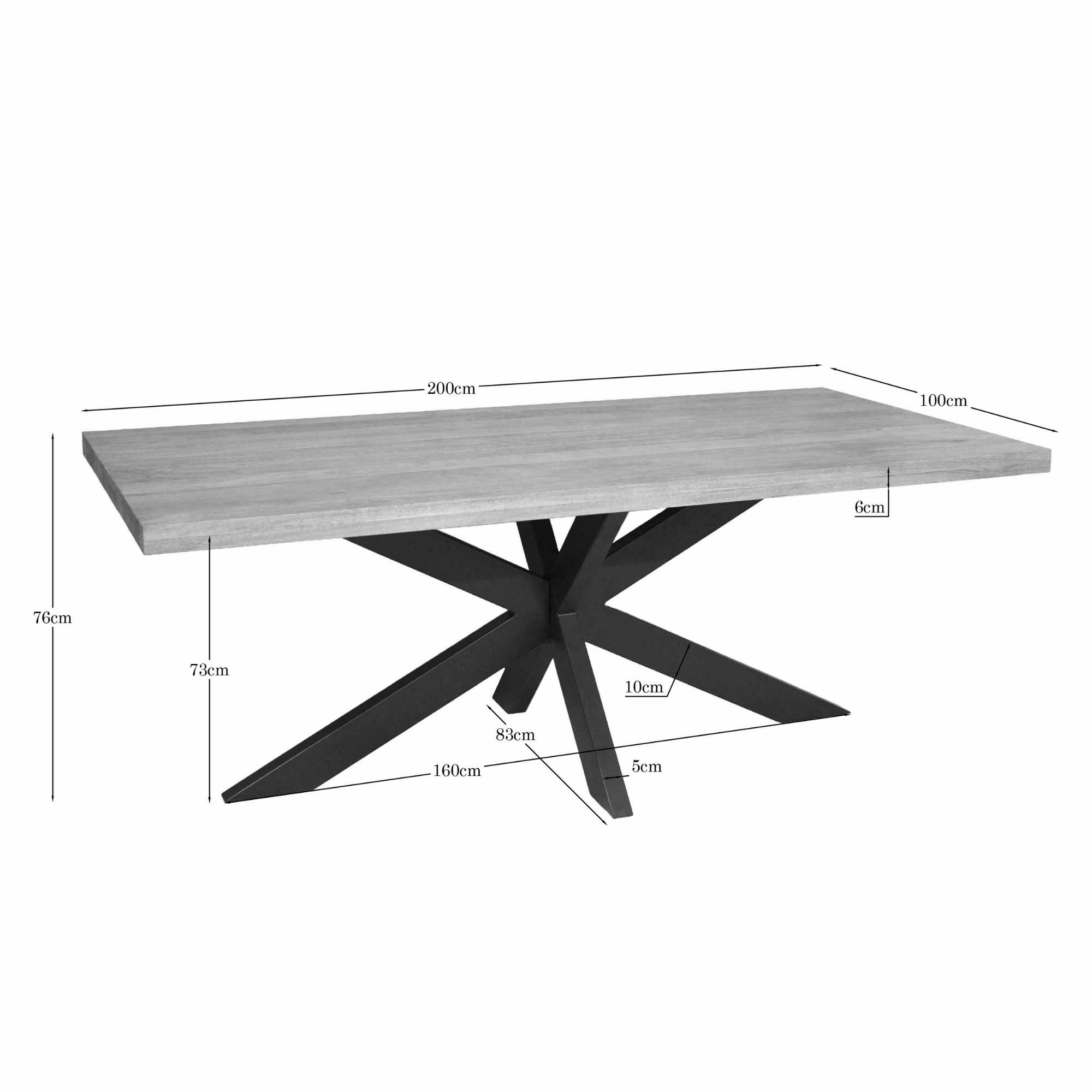 Starfurn - Eettafel Dakota - Bruin - 100x200x76 cm
