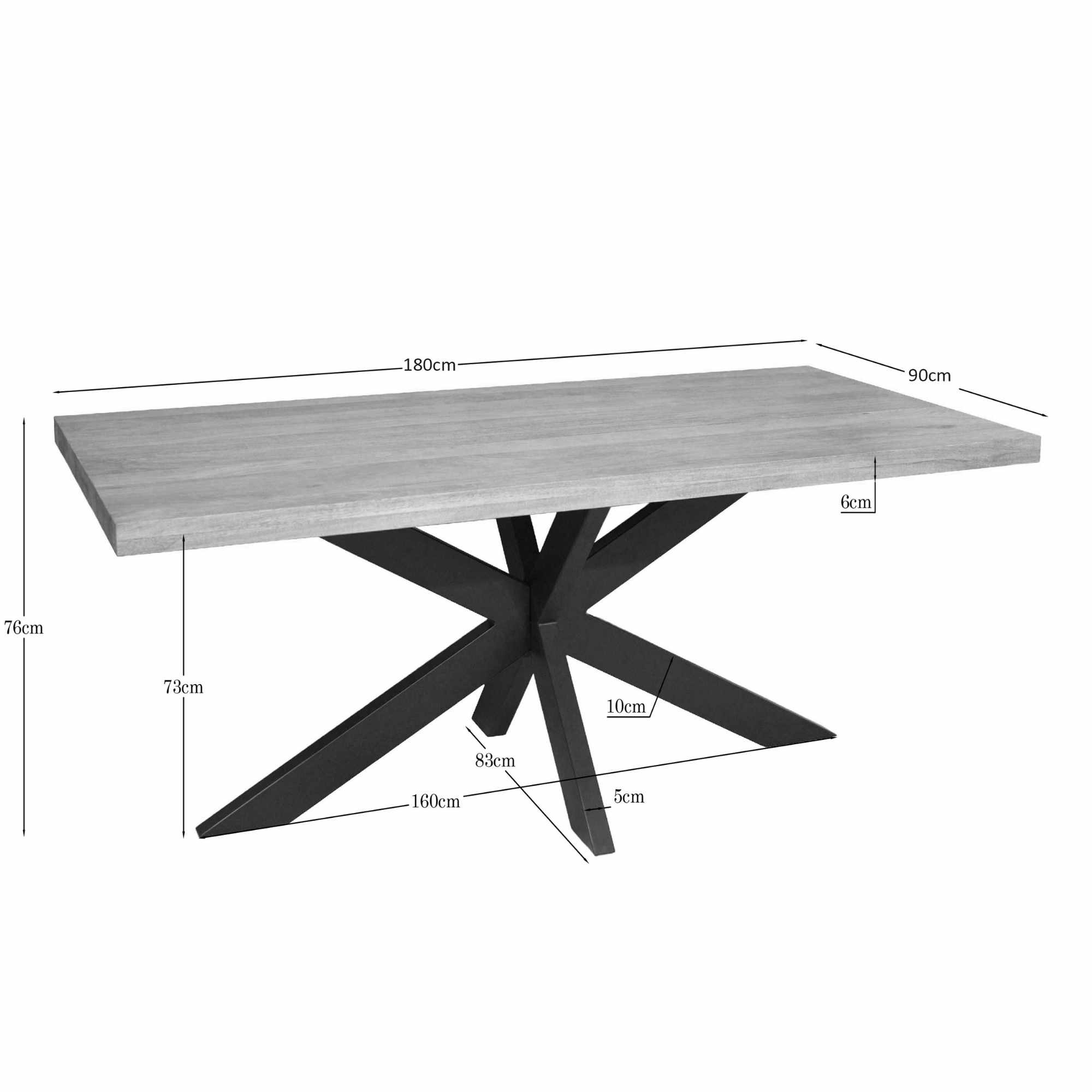 Starfurn - Eettafel Dakota - Bruin - 90x180x76 cm
