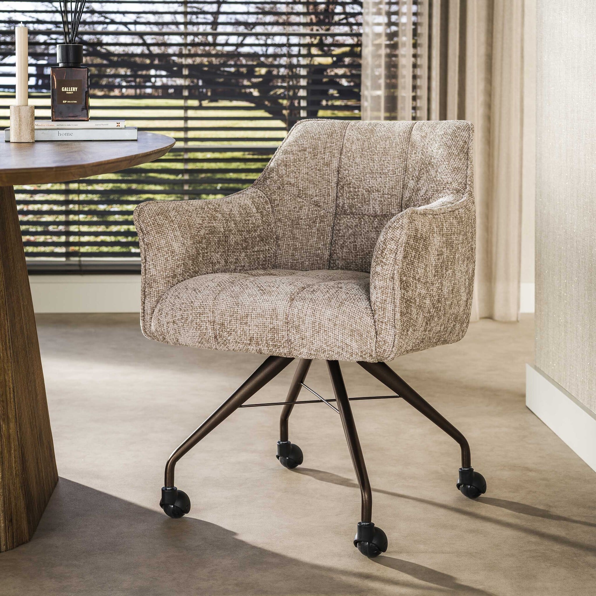 Hoyz Collection - Eetkamerstoel Raster - Beige - 67x62x82 cm - Set van 2