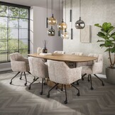 Hoyz Collection - Eetkamerstoel Raster - Beige - 67x62x82 cm - Set van 2
