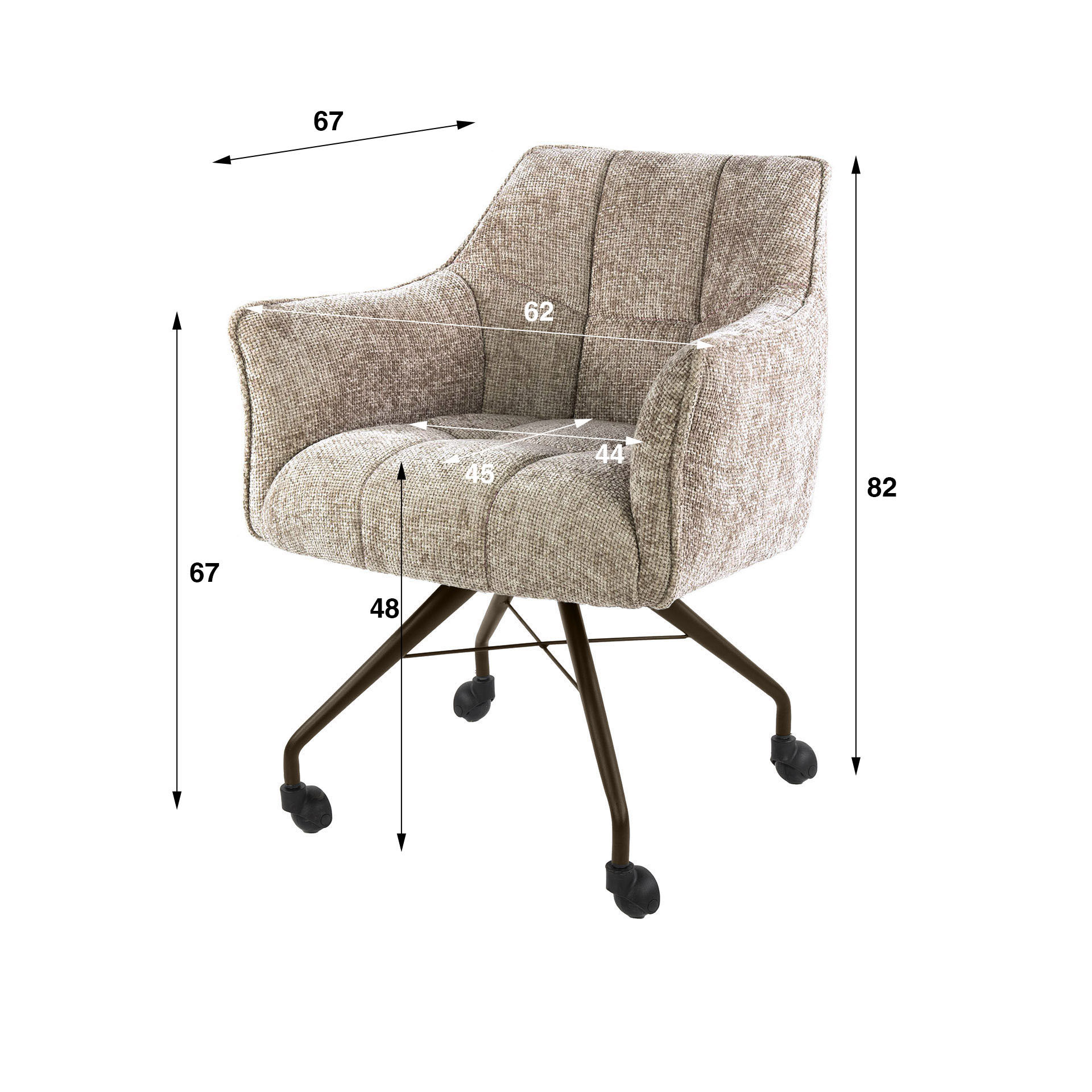 Hoyz Collection - Eetkamerstoel Raster - Beige - 67x62x82 cm - Set van 2