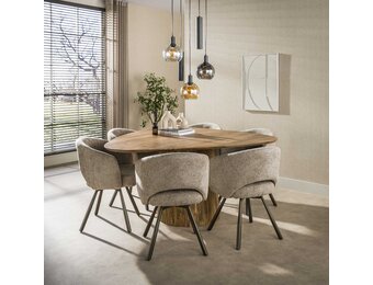 Hoyz Collection - Eetkamertafel Wave - Beige - 150x150x77 cm