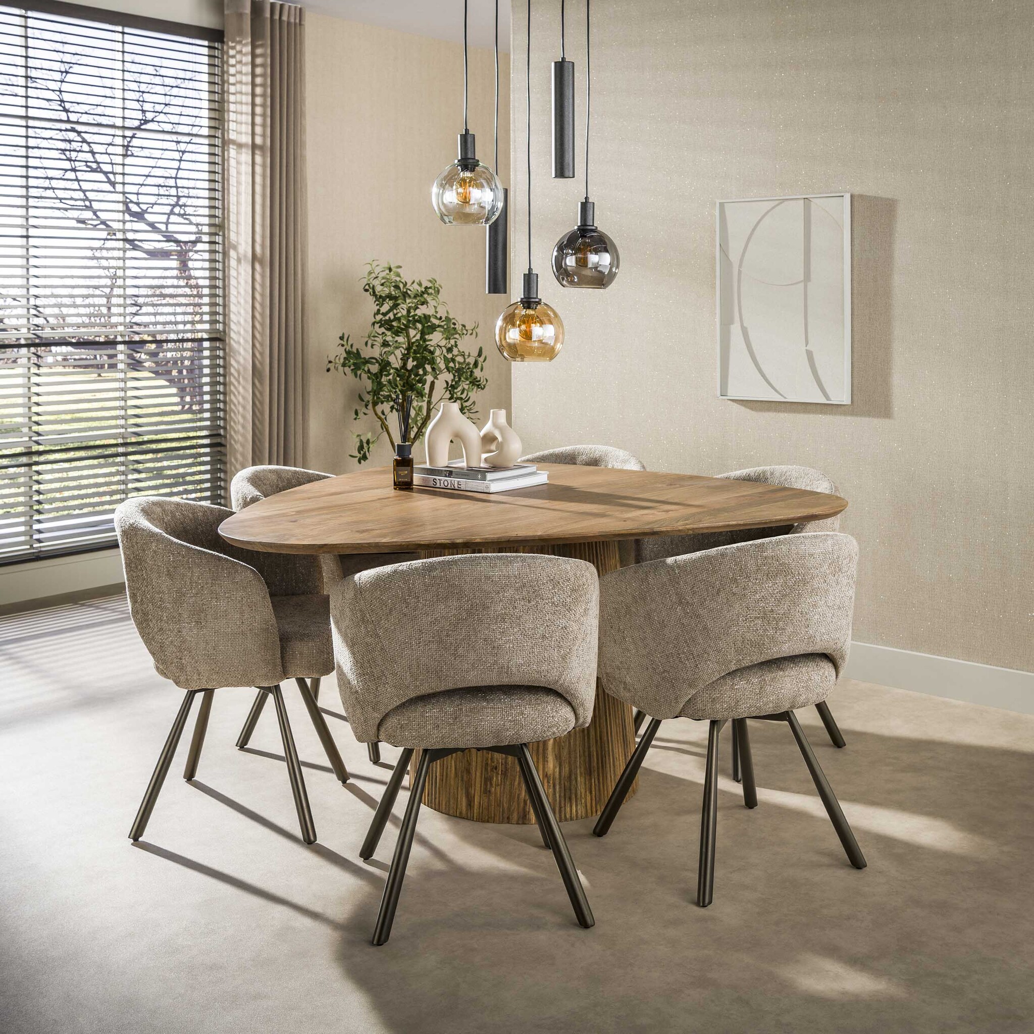 Hoyz Collection - Eetkamertafel Wave - Beige - 150x150x77 cm