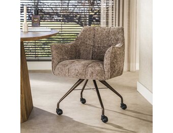 Hoyz Collection - Eetkamerstoel Raster - Bruin - 67x62x82 cm - Set van 2