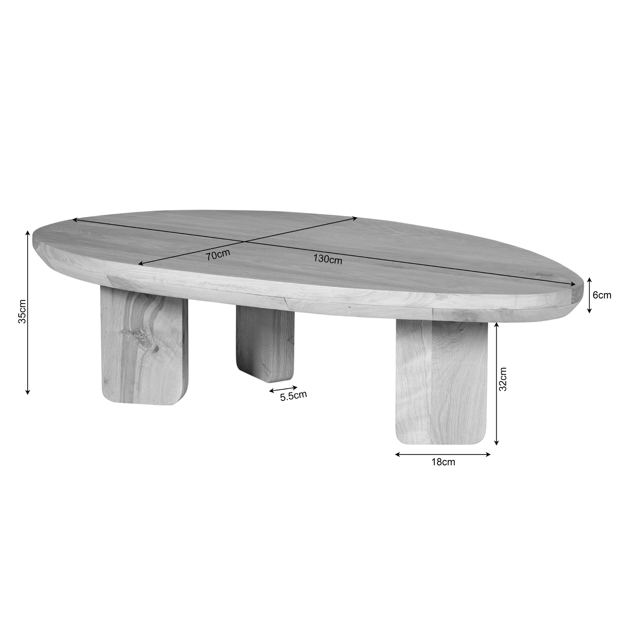 Starfurn - Salontafel Zillah - Bruin - 70x130x35 cm