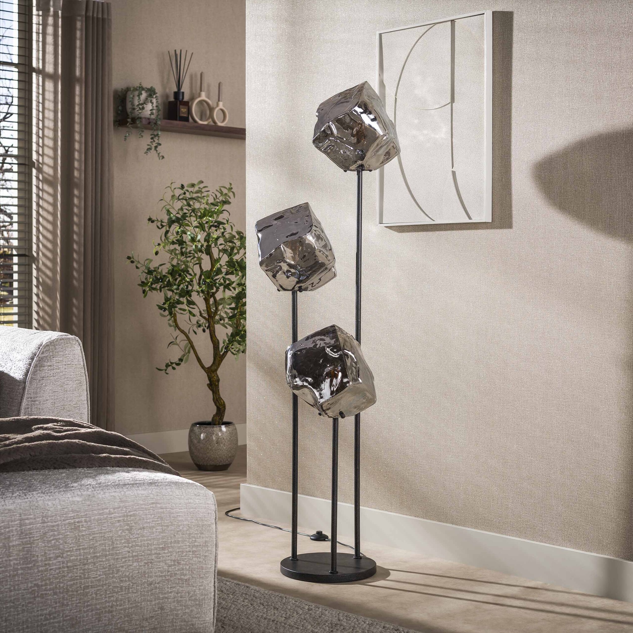 Hoyz Collection - Vloerlamp Rock - Zilver - 50x50x165 cm