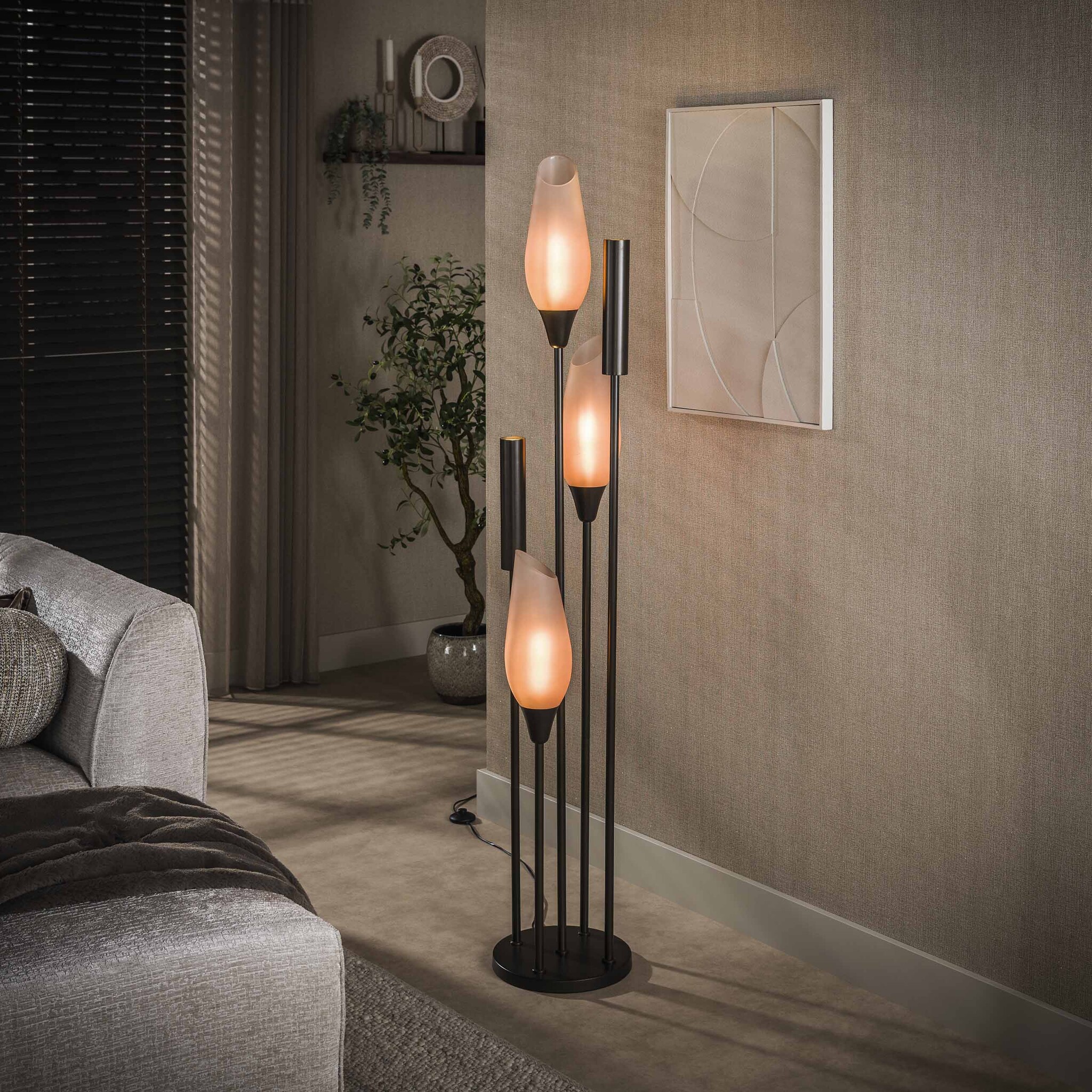 Hoyz Collection - Vloerlamp Cocoon - Bruin - 35x35x178 cm