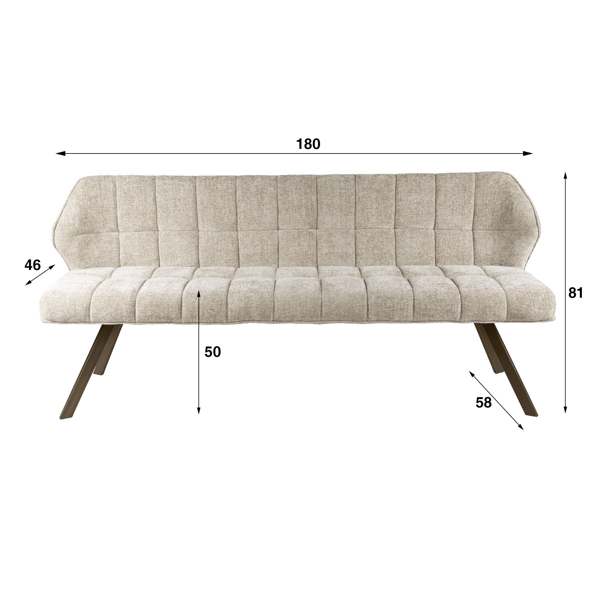Hoyz Collection - Eetkamerbanken Raster - Beige - 58x180x81 cm
