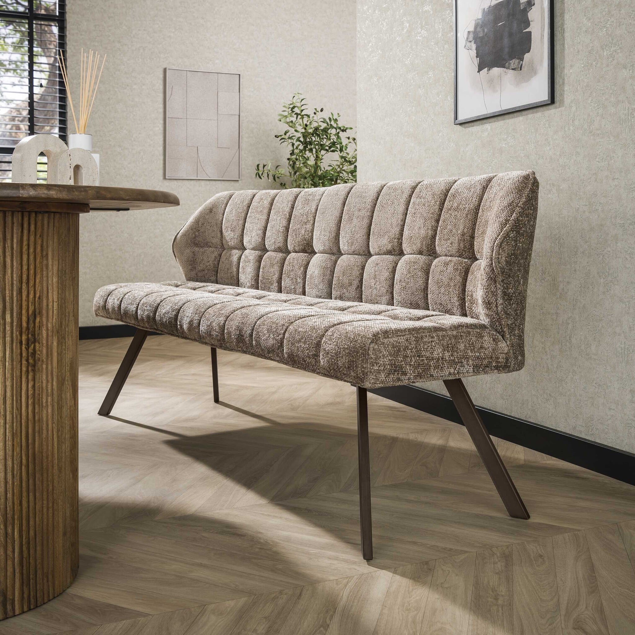 Hoyz Collection - Eetkamerbanken Raster - Bruin - 58x180x81 cm