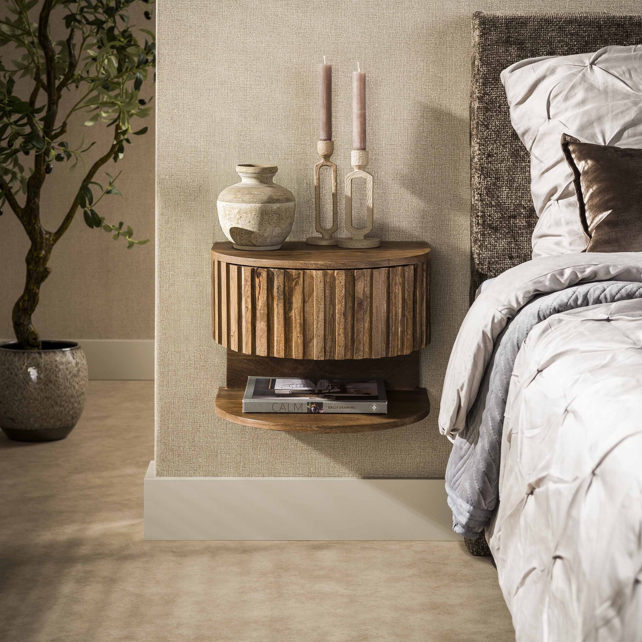 Hoyz Collection - Nachtkastje Shelve - Beige - 35x40x30 cm