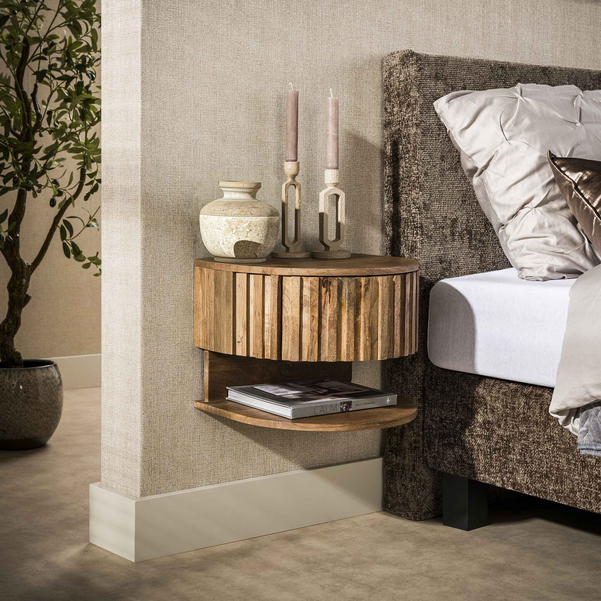 Hoyz Collection - Nachtkastje Shelve - Beige - 35x40x30 cm