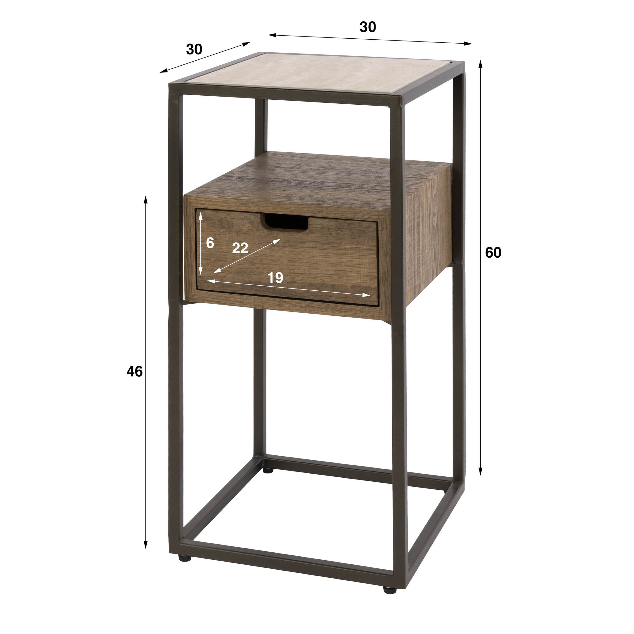 Hoyz Collection - Nachtkastje XS - Bruin - 36x64x32 cm
