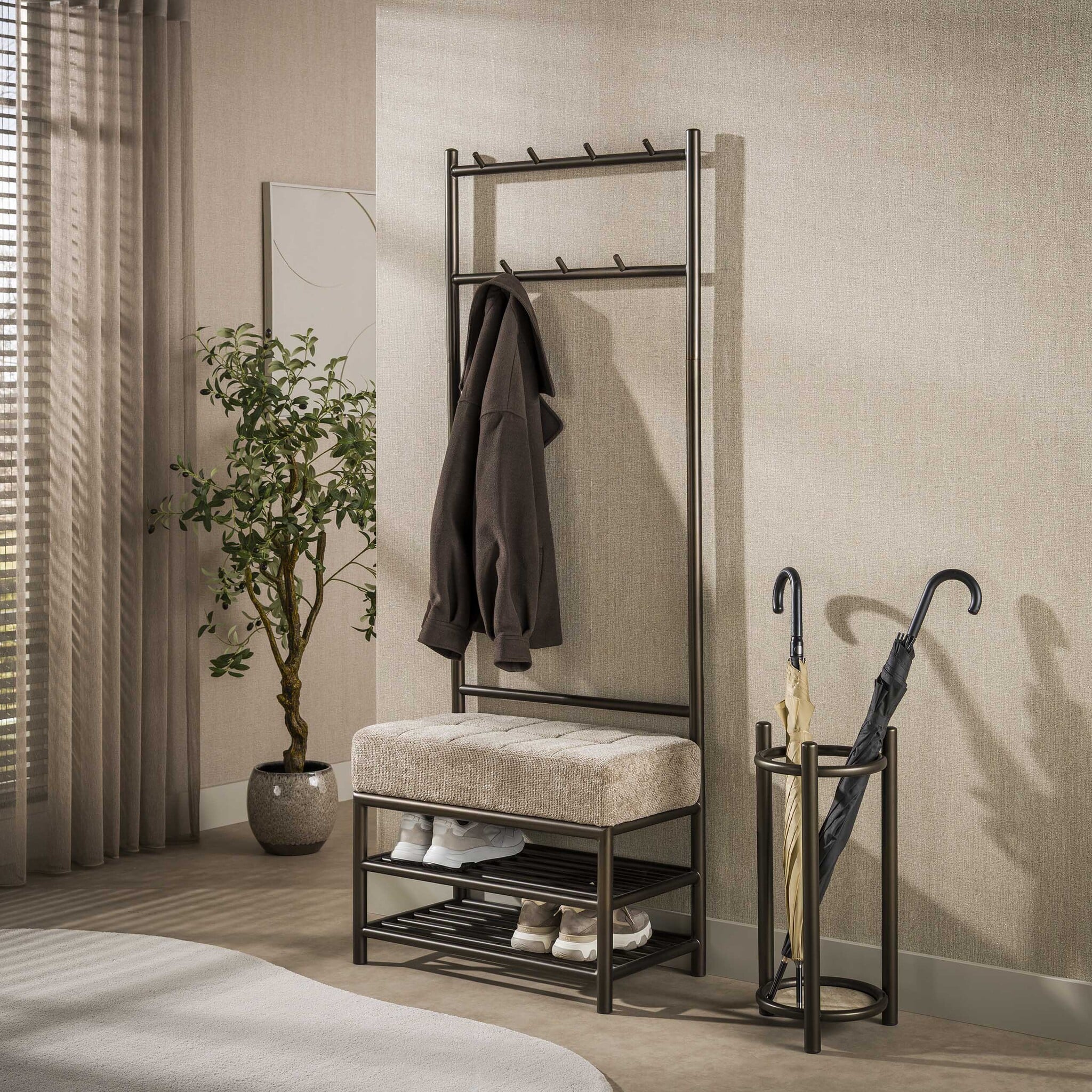 Hoyz Collection - Garderobemeubelen Luno - Bruin - 39x70x183 cm