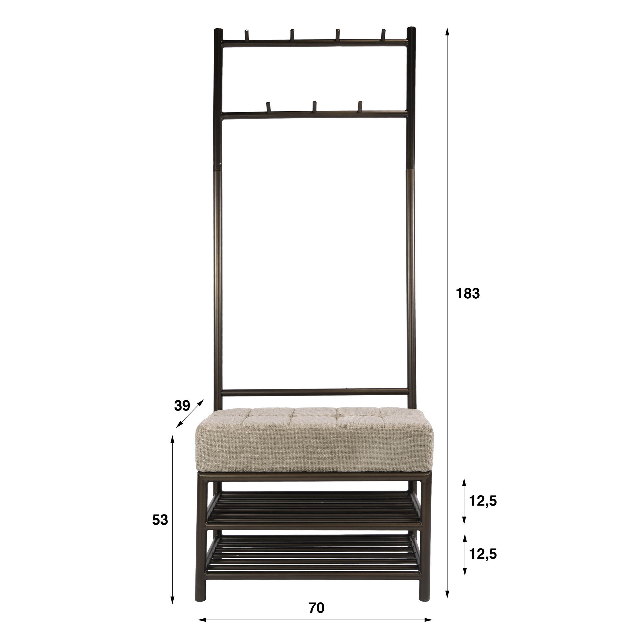 Hoyz Collection - Garderobemeubelen Luno - Bruin - 39x70x183 cm