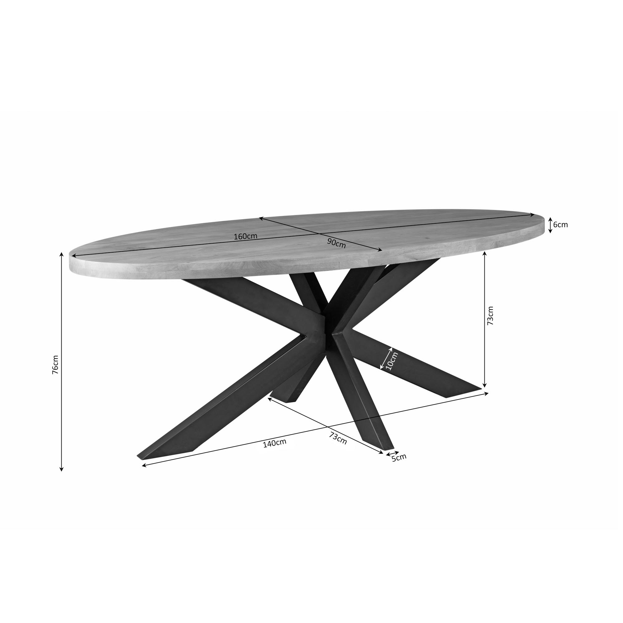 Starfurn - Eettafel Dakota - Bruin - 90x160x76 cm