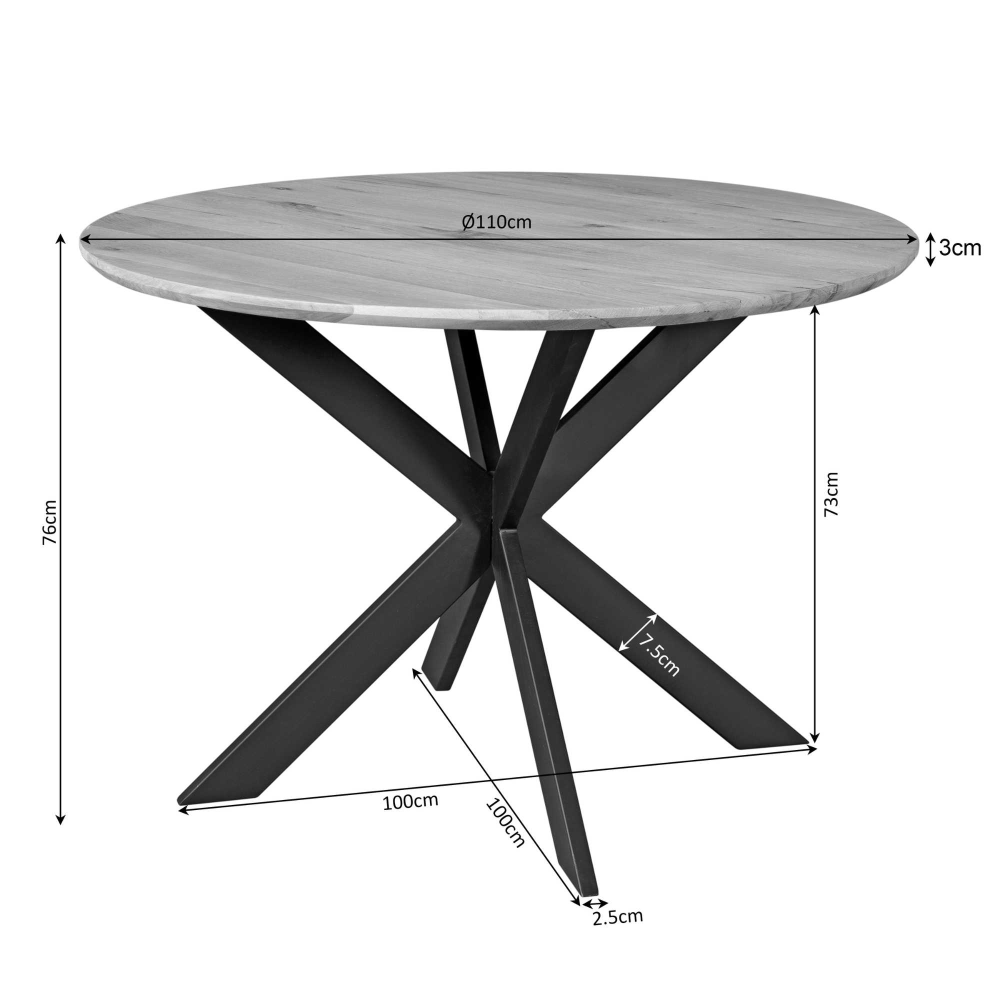 Starfurn - Eettafel Ferris - Bruin - 130x130x76 cm