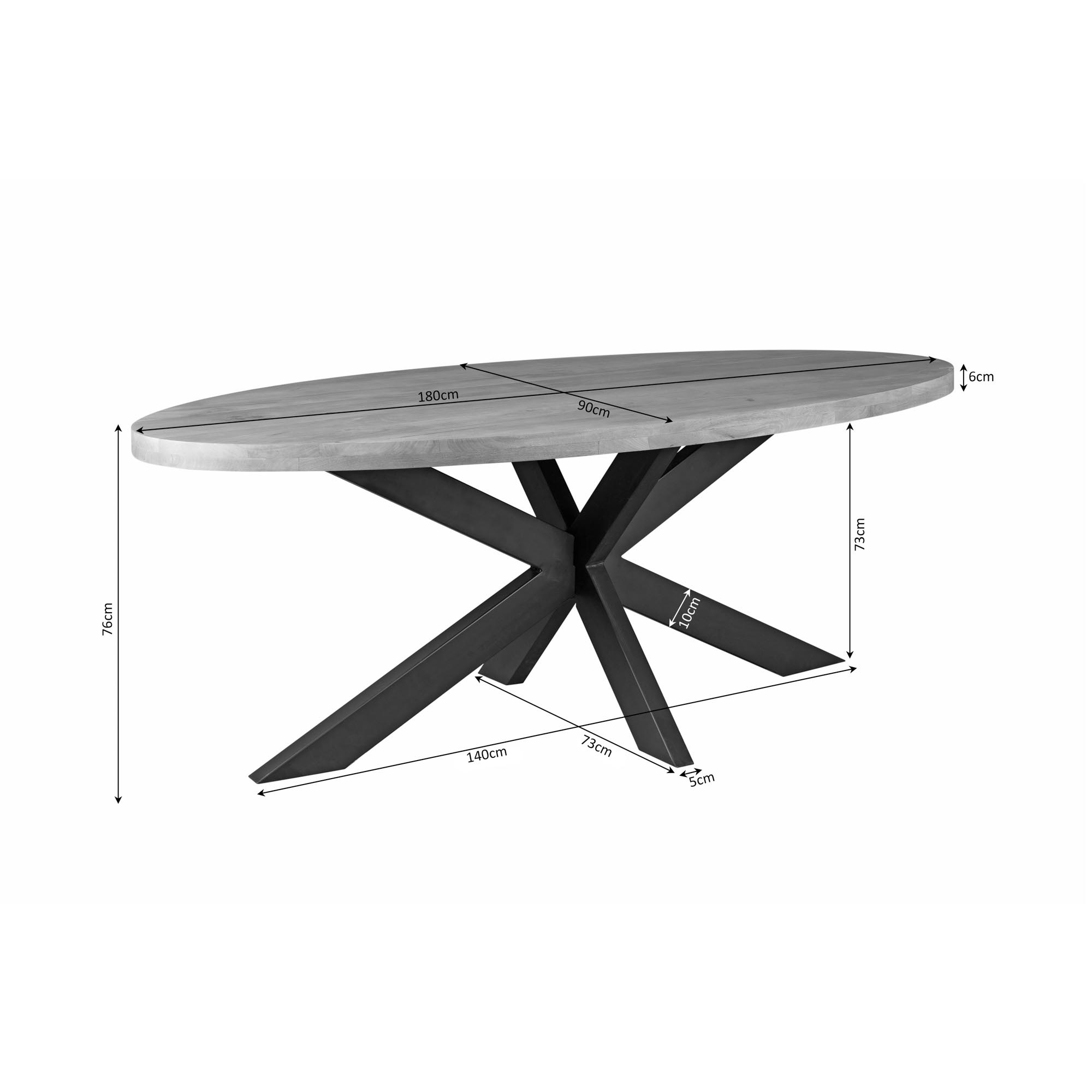 Starfurn - Eettafel Dakota - Bruin - 90x180x76 cm