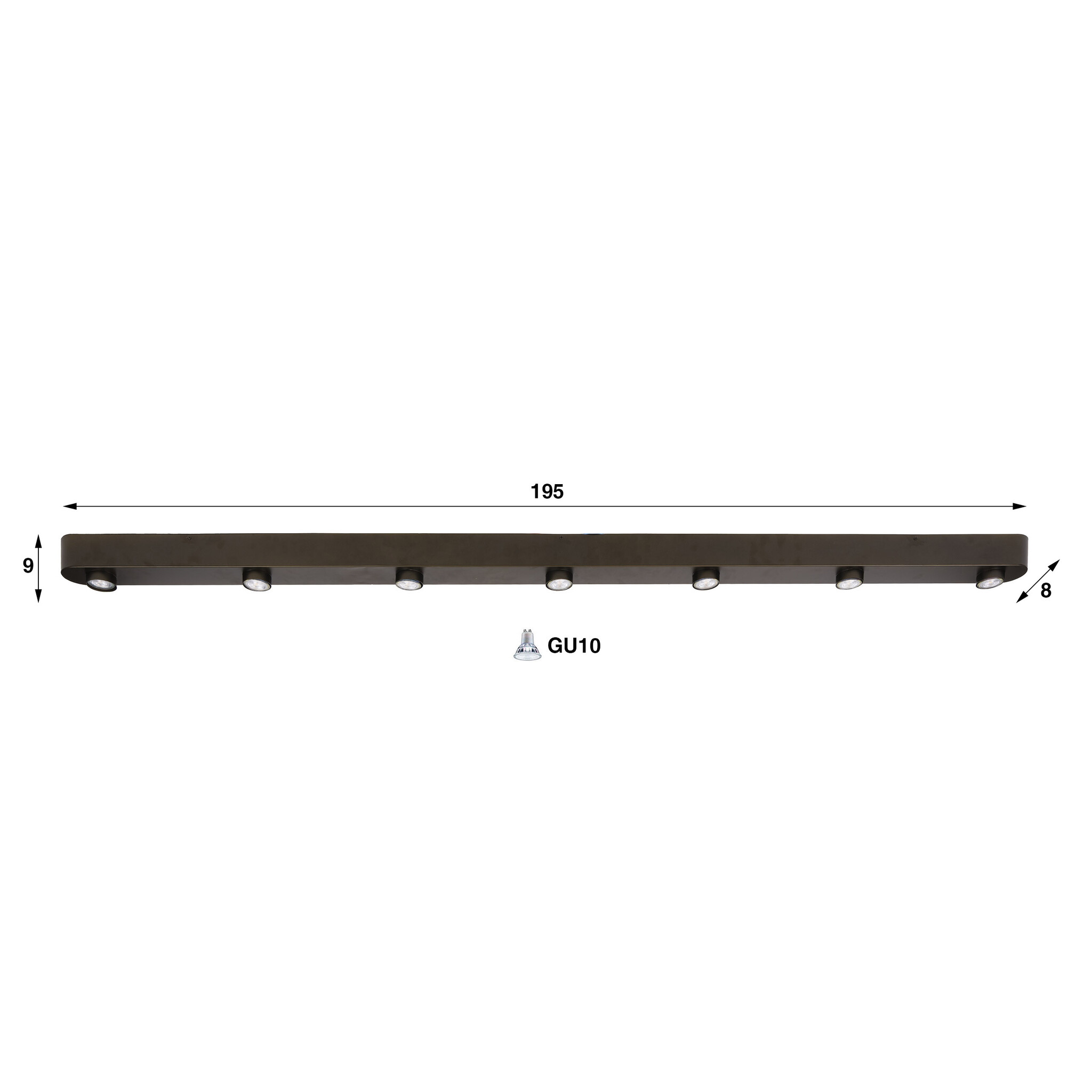 Hoyz Collection - Plafondlamp Bar - Bruin - 8x195x9 cm