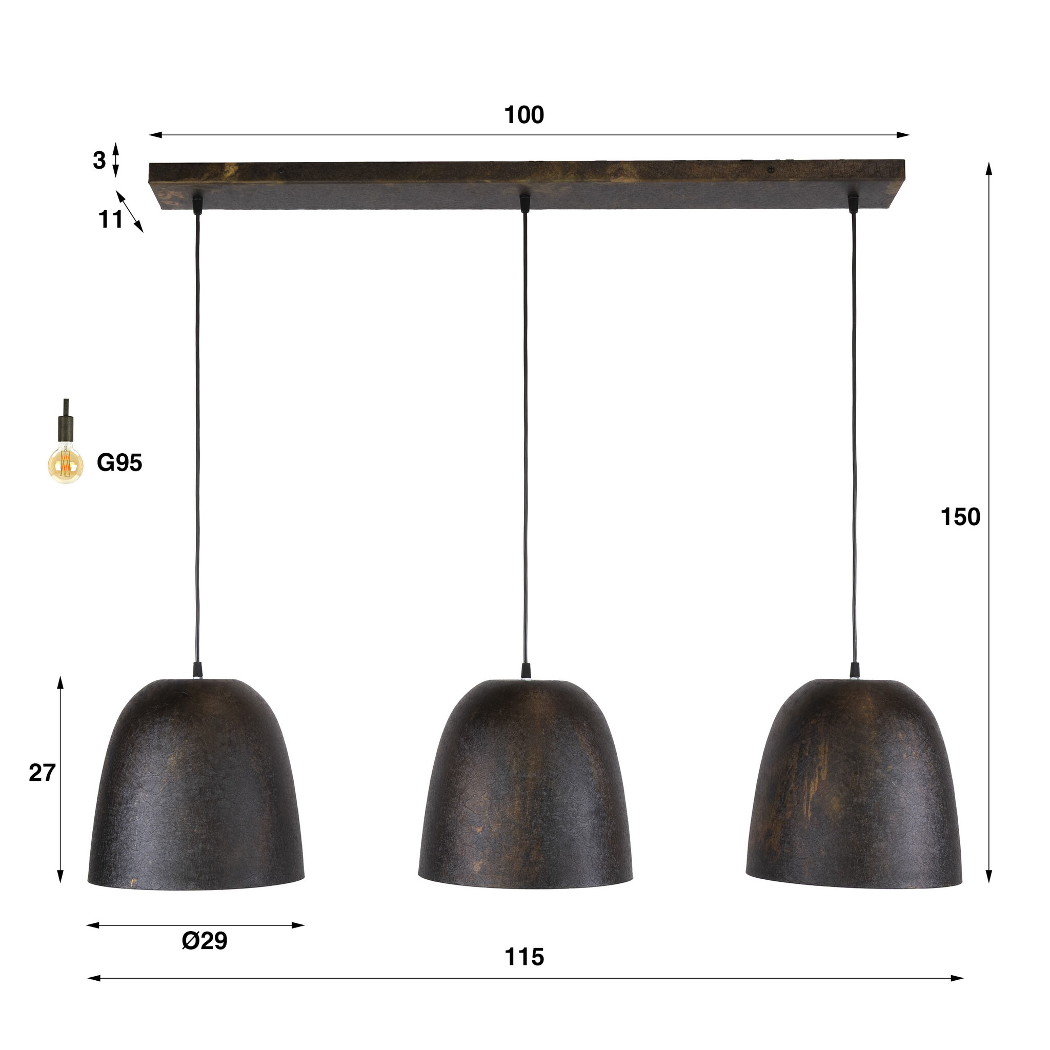 Hoyz Collection - Hanglamp Nova - Bruin - 29x115x150 cm