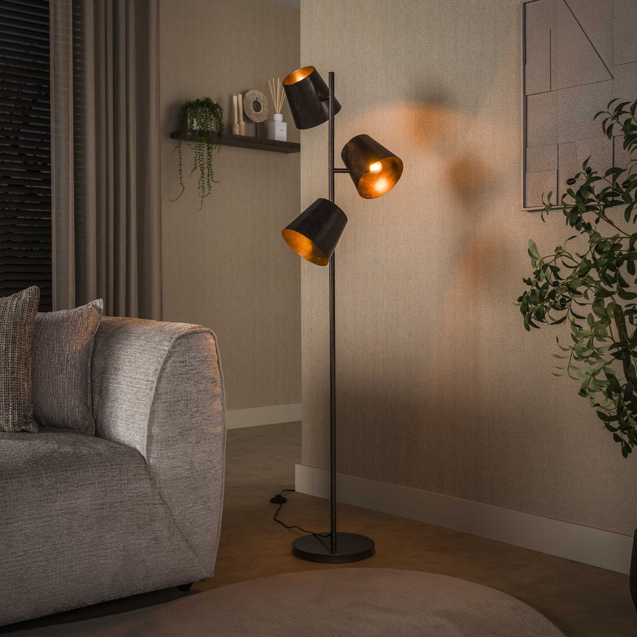 Hoyz Collection - Vloerlamp Kinetic - Bruin - 40x40x167 cm