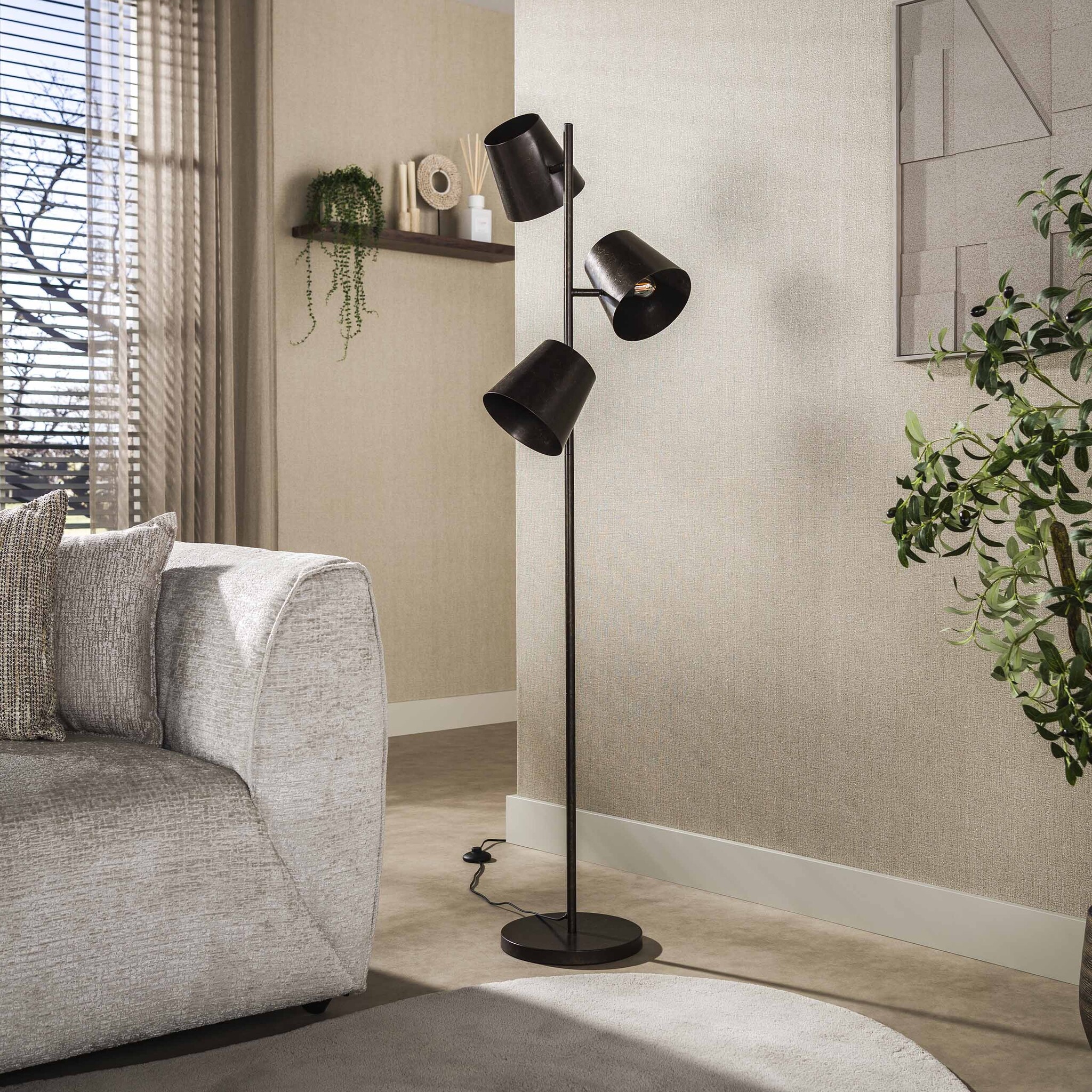 Hoyz Collection - Vloerlamp Kinetic - Bruin - 40x40x167 cm