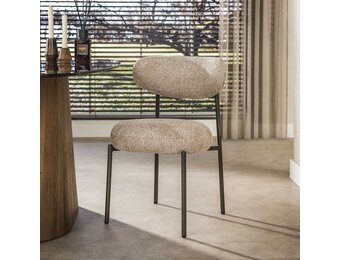 Hoyz Collection - Eetkamerstoel Round - Beige - 57x52x81 cm - Set van 2