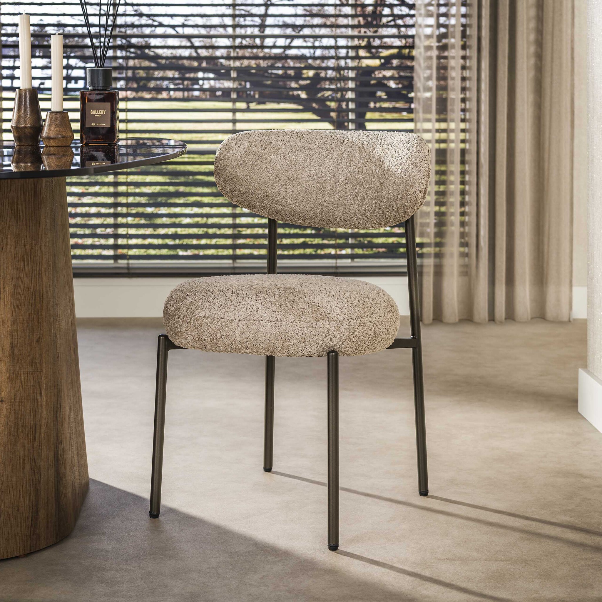 Hoyz Collection - Eetkamerstoel Round - Beige - 57x52x81 cm - Set van 2