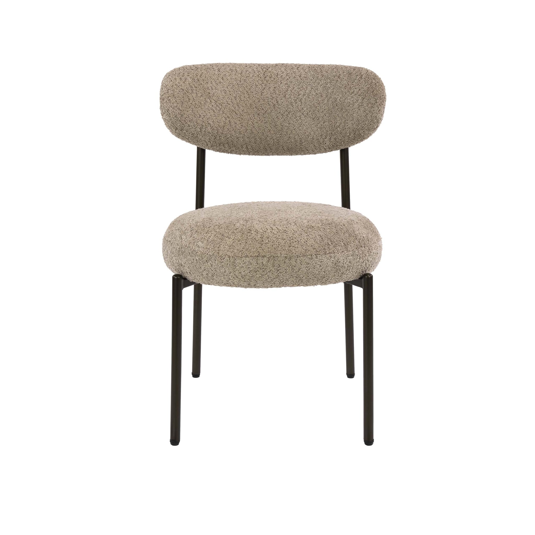 Hoyz Collection - Eetkamerstoel Round - Beige - 57x52x81 cm - Set van 2