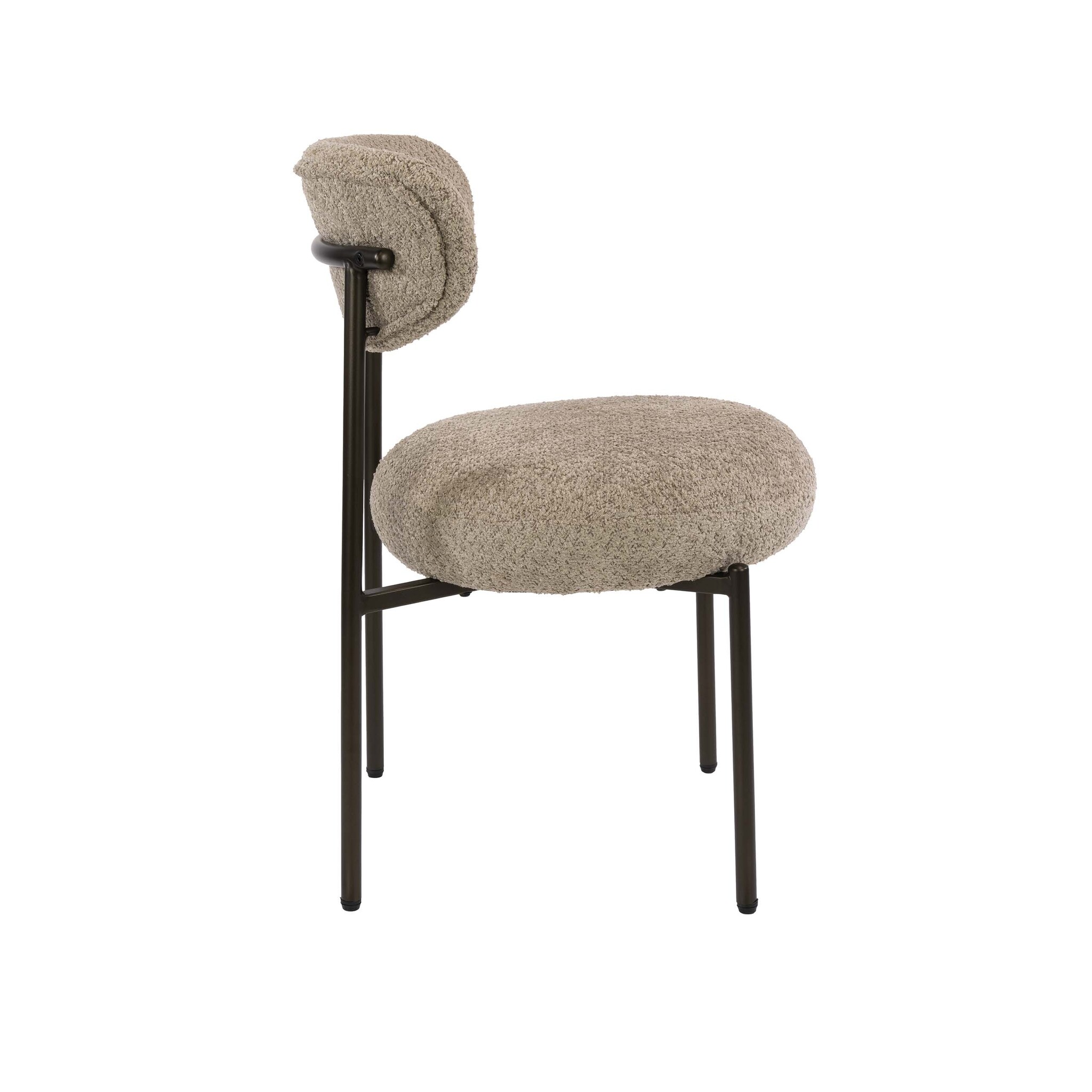 Hoyz Collection - Eetkamerstoel Round - Beige - 57x52x81 cm - Set van 2