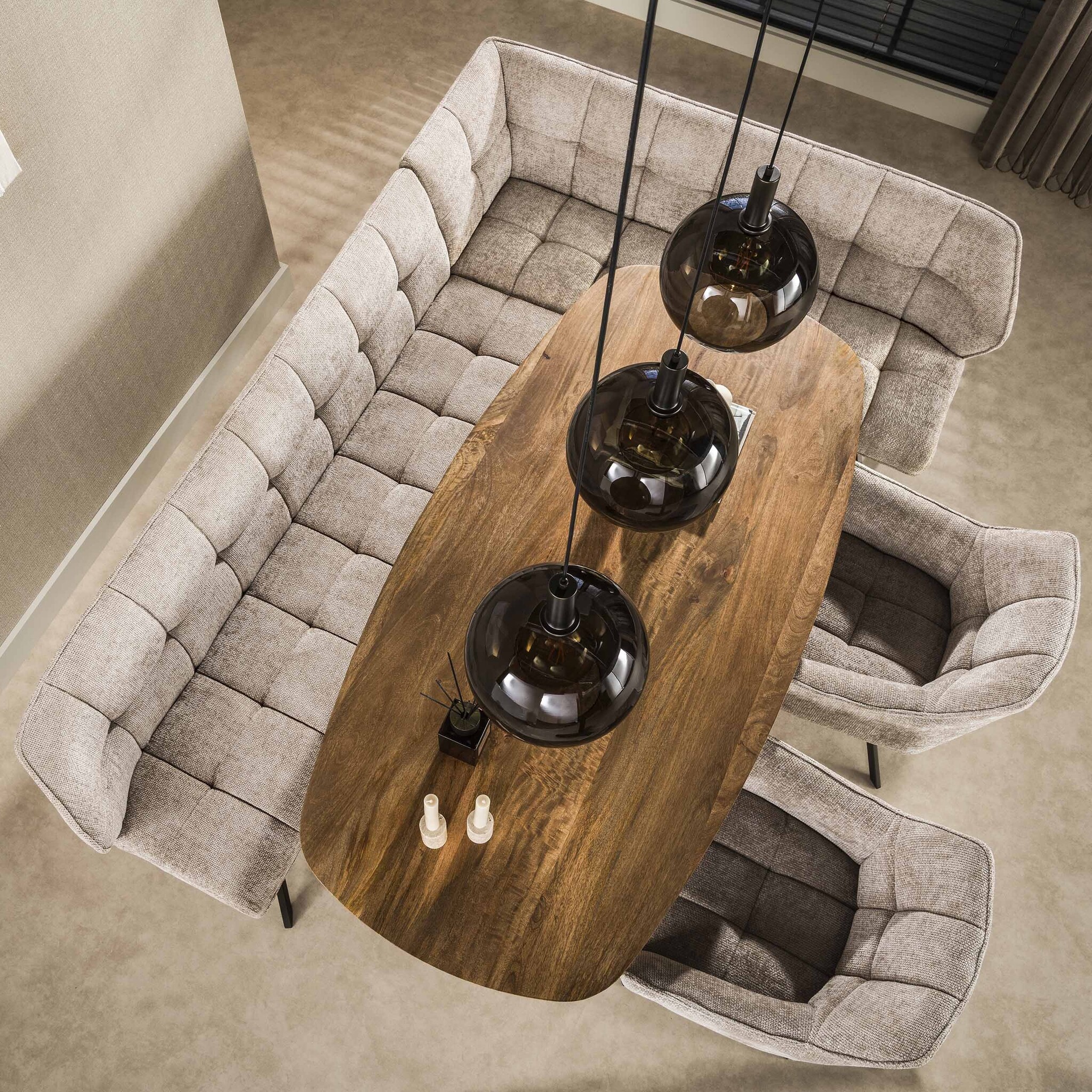 Hoyz Collection - Eetkamerbanken Raster - Beige - 150x230x81 cm