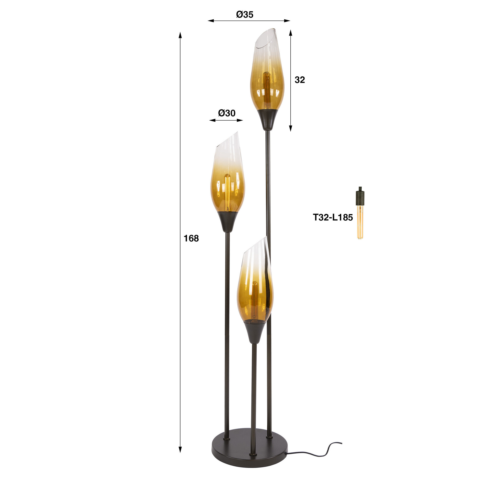 Hoyz Collection - Vloerlamp Cocoon - Bruin - 35x35x168 cm