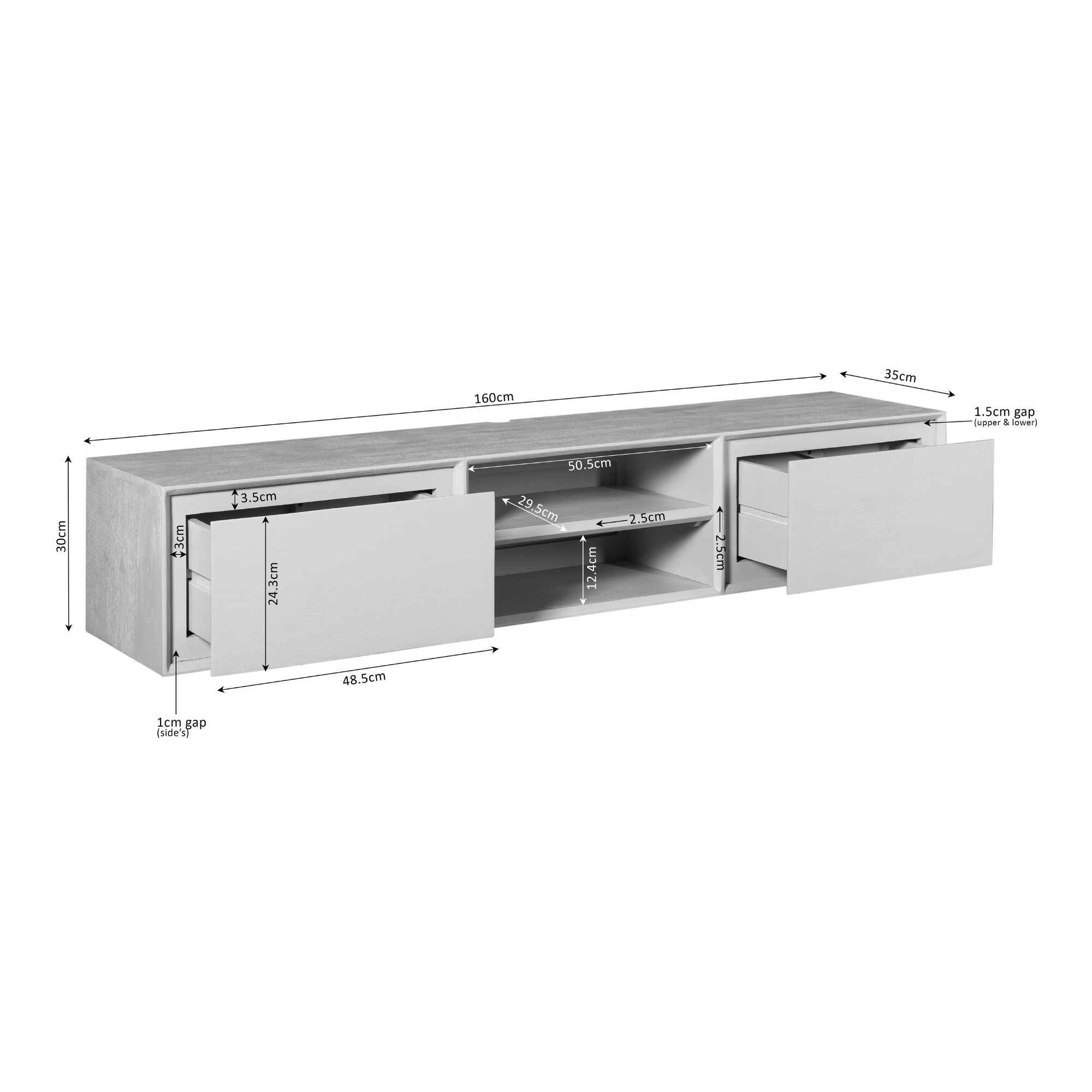 Starfurn - Tv meubel Ambiance - Bruin - 35x165x30 cm