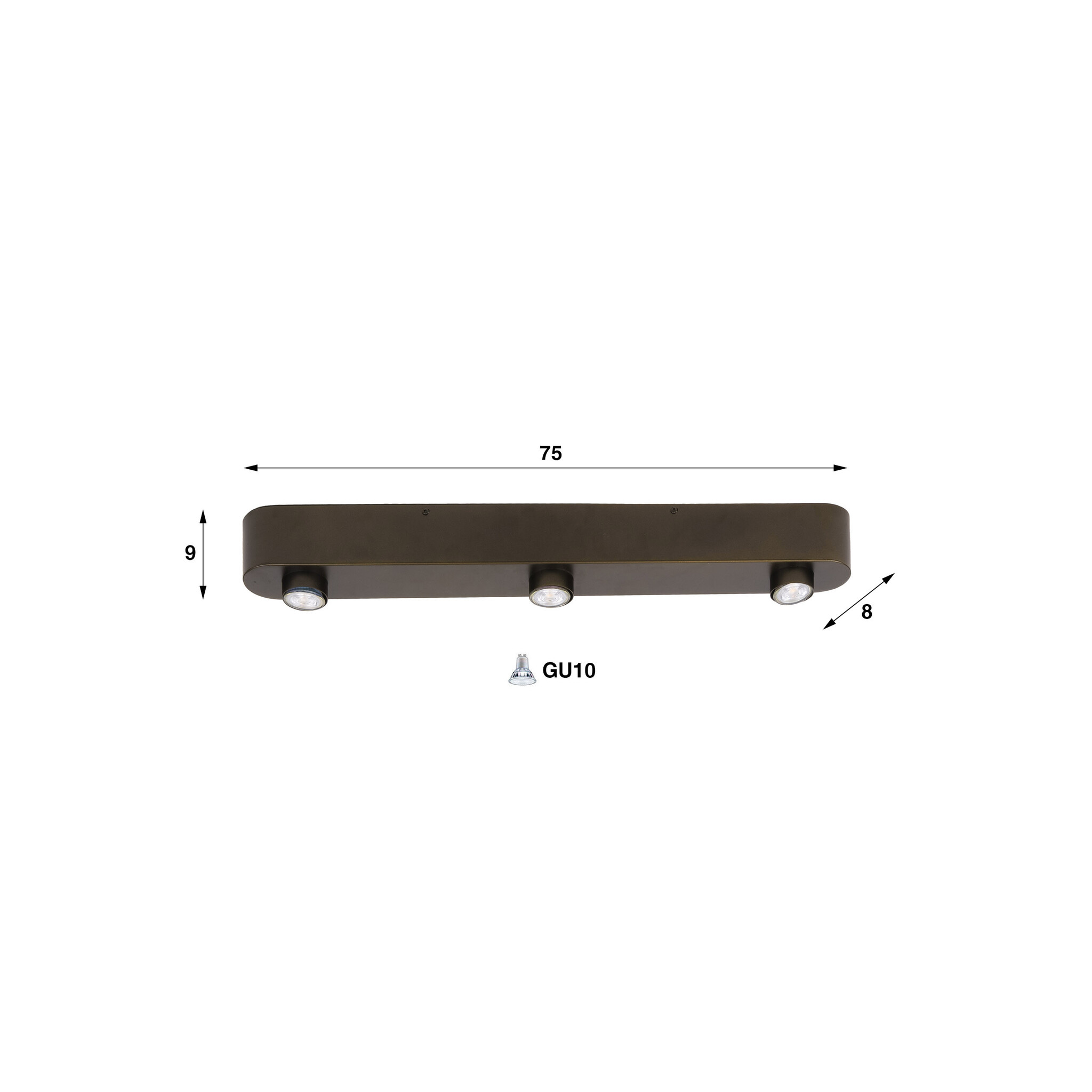 Hoyz Collection - Plafondlamp Bar - Bruin - 8x75x9 cm