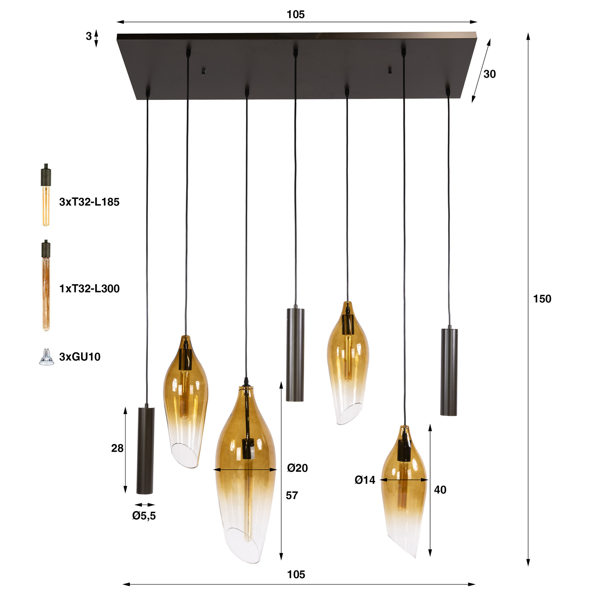 Hoyz Collection - Hanglamp Cocoon - Bruin - 40x105x150 cm